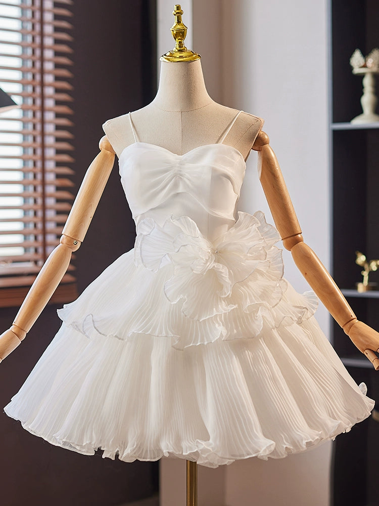 Elegant White Sweetheart Neck Organza Short Prom Dress for Homecoming - Perfect for Formal Dances, Parties & Special Occasions