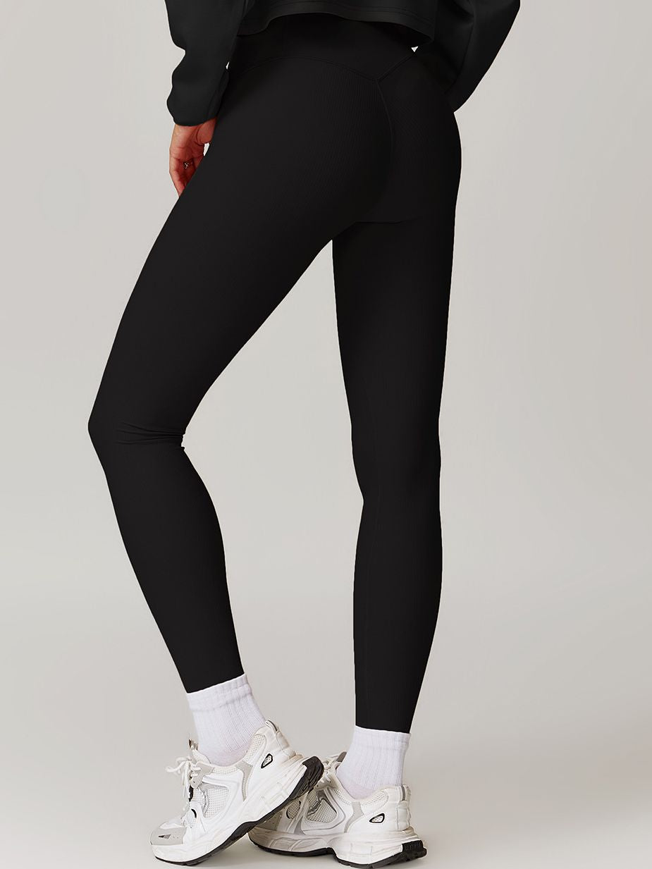 ZASUWA Women's High Waisted Ribbed Leggings - Tummy Control, Butt Lift, Quick Dry & Stretchy Workout Yoga Pants for Gym, Running & Everyday Wear