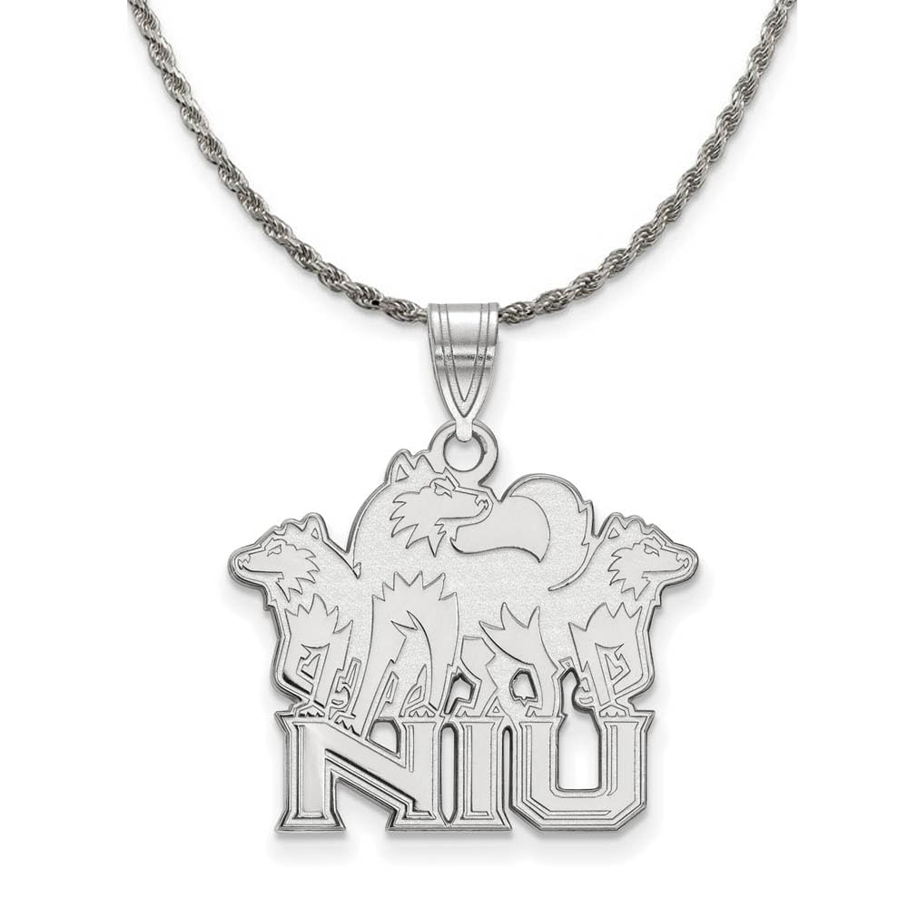 Black Bow Silver Huskies Pendant Necklace for Sports Fans