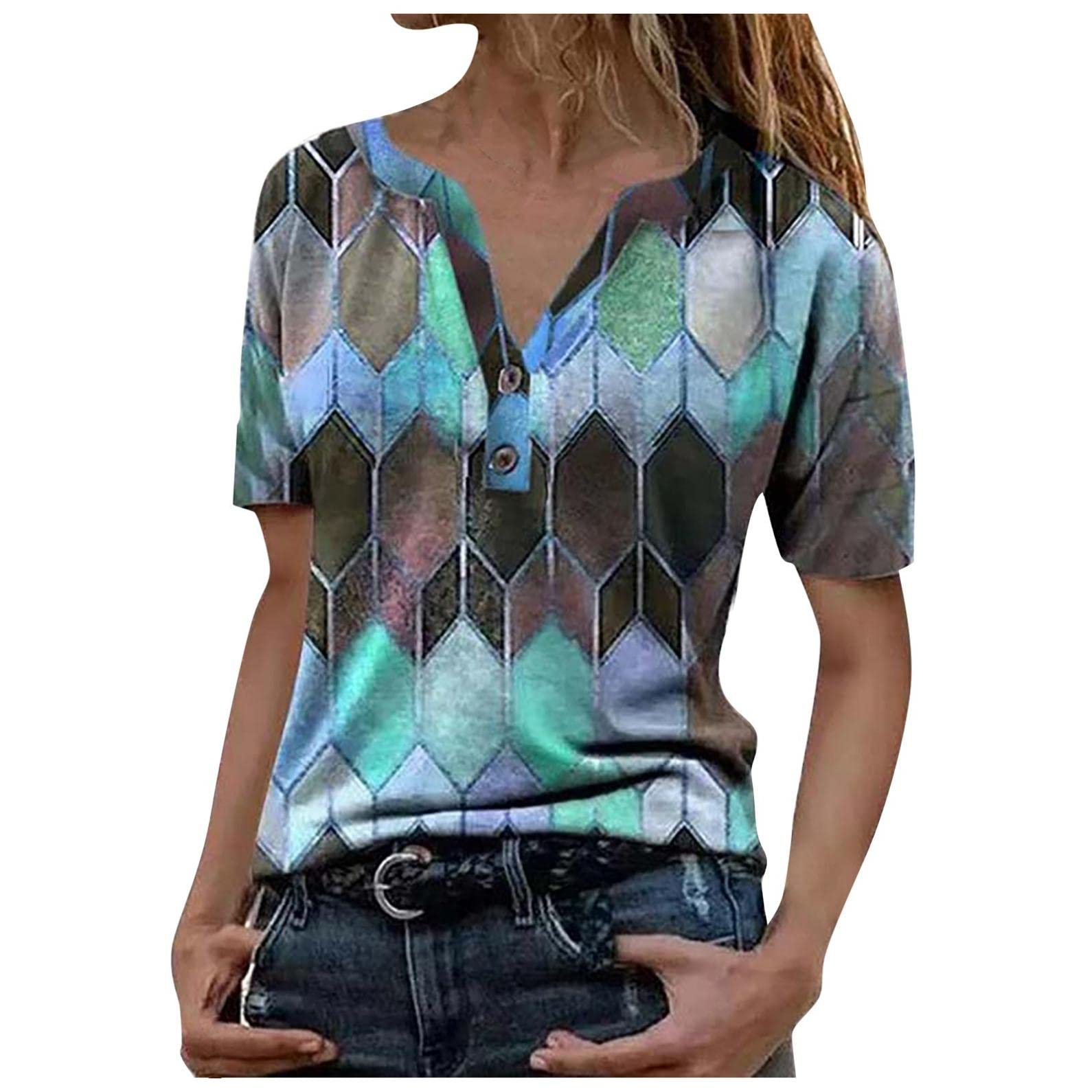 Women's Casual Summer Ruffle Sleeve Tops - Floral Print Crew Neck Tunic Blouse for Beach, Vacation & Everyday Wear