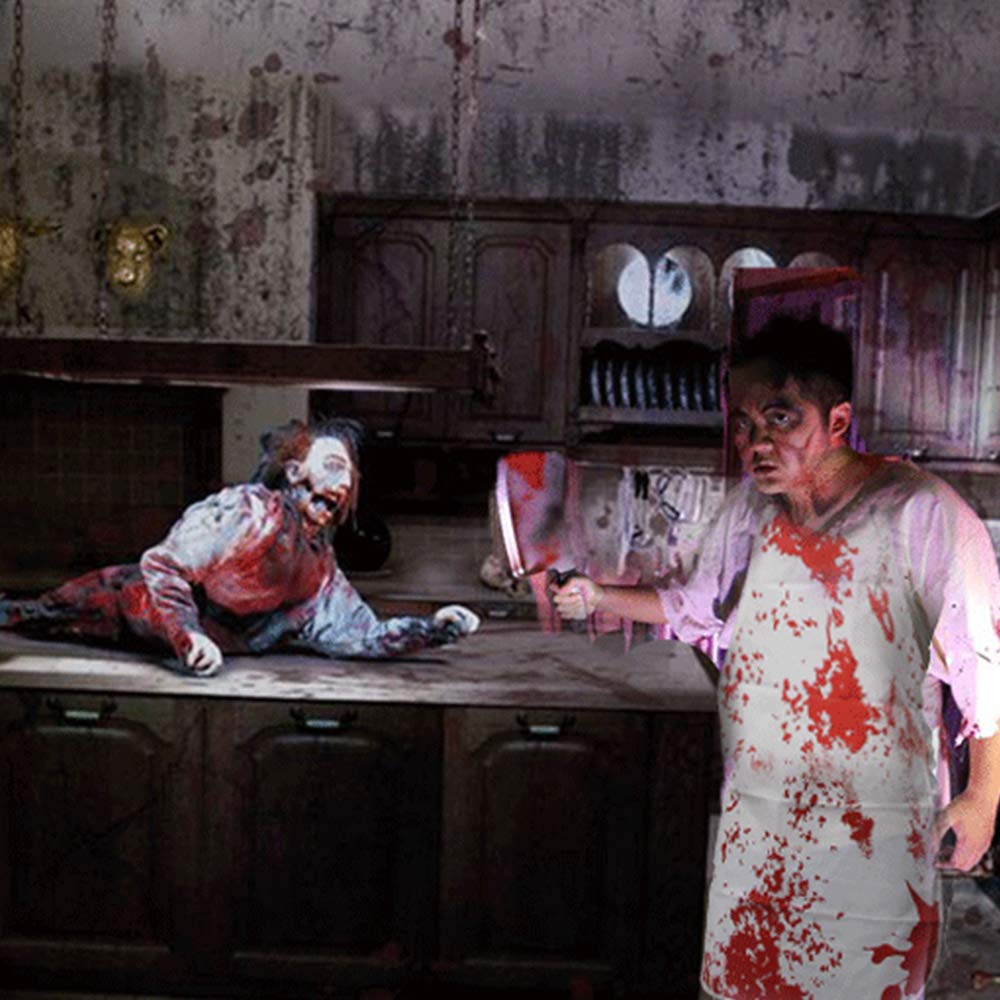 Scary Blood Splatter Halloween Apron for Murder Mystery & Cosplay