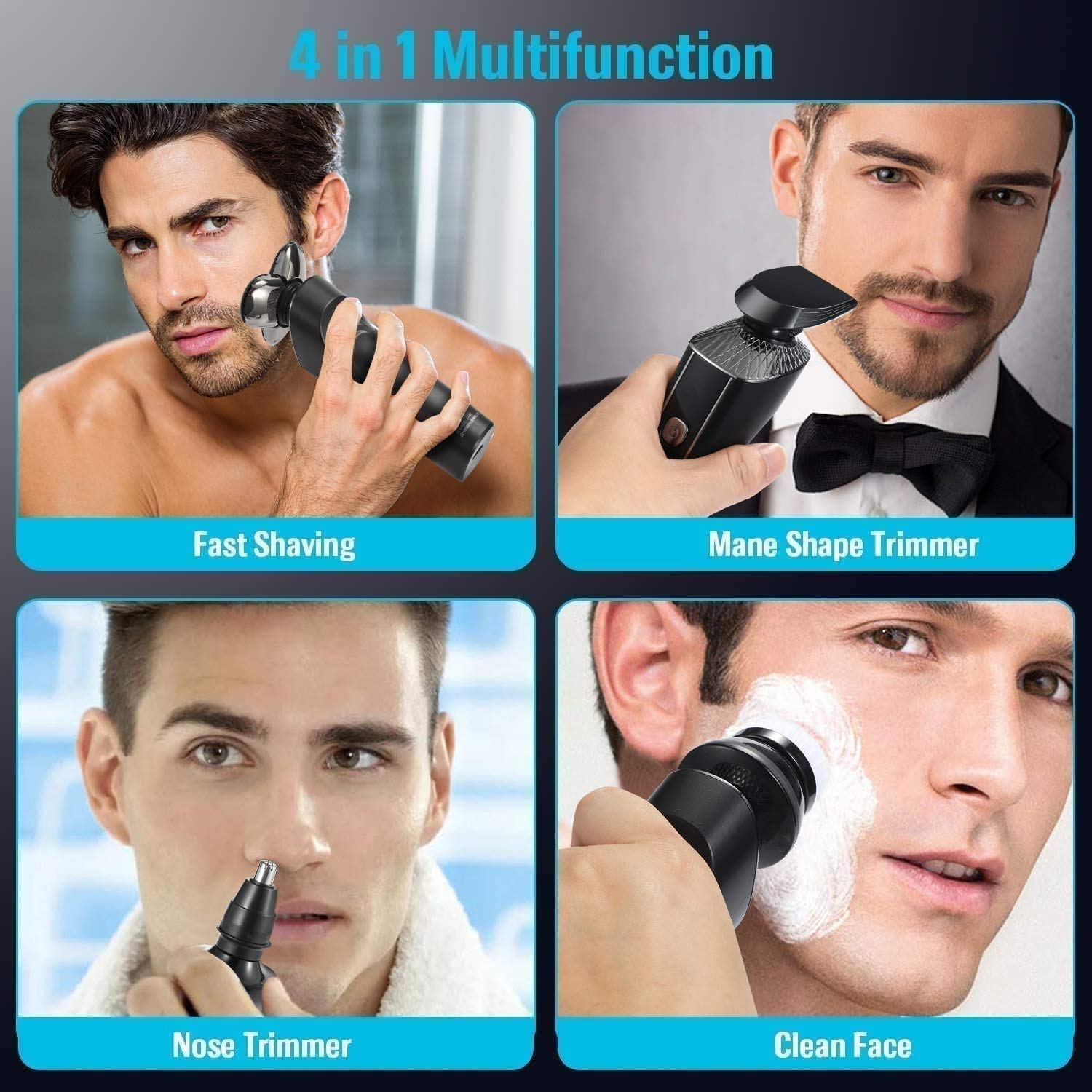 Best Men's Electric Shaver - 3-in-1 Waterproof Rotary Shaver with Rechargeable Battery | Perfect for Travel, Gym & Daily Shaving