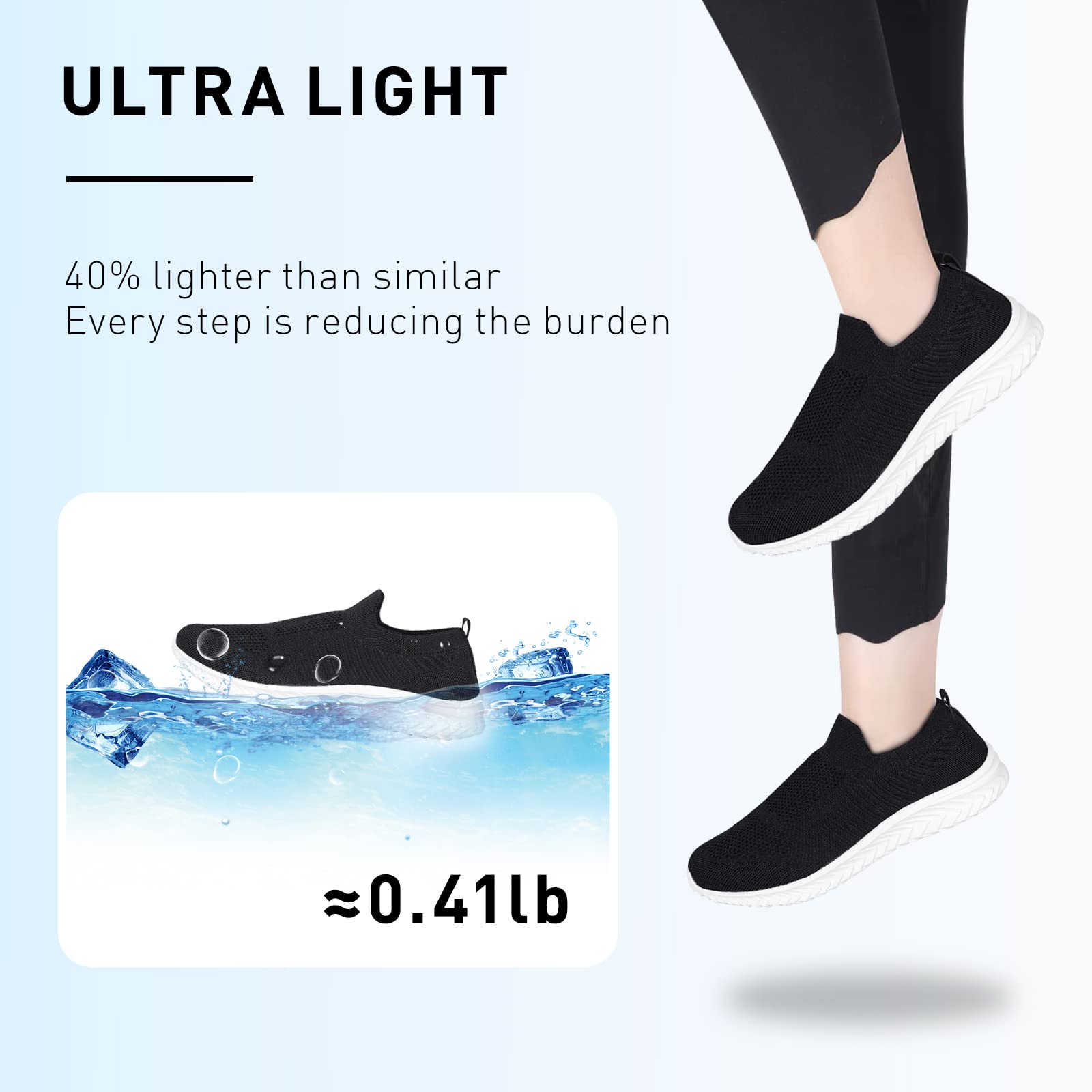 JIAFO Women's Athletic Walking Shoes - Slip On Sneakers for Women, Non-Slip Running Shoes, Breathable Lightweight Mesh Knit Design | Perfect for Gym, Walking, Travel & Everyday Comfort