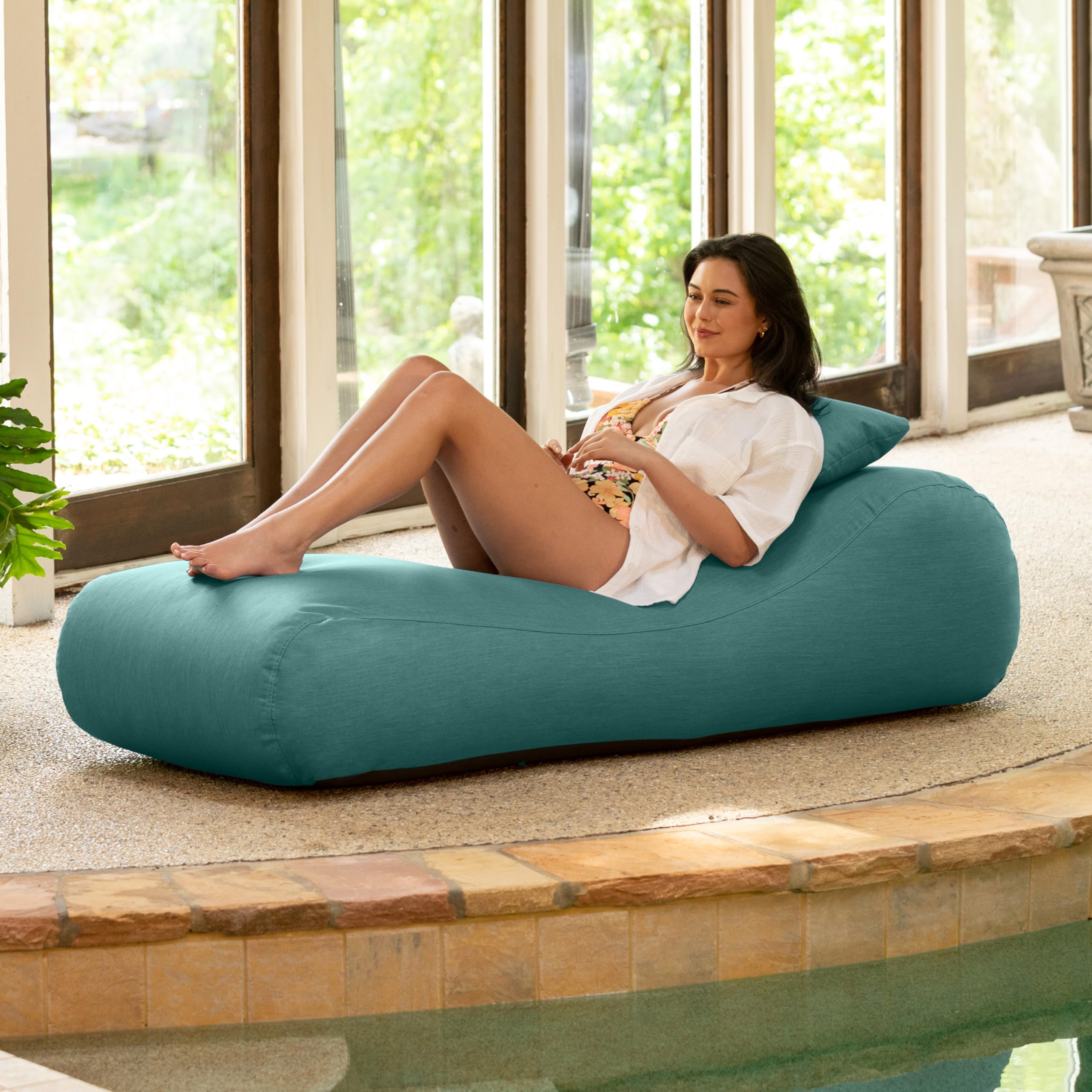 Jaxx Arlo Outdoor Bean Bag Sun Lounger - Waterproof Pool & Patio Chaise Recliner for Backyard, Beach, or Garden - Comfortable Twin-Size Sunbathing Chair with Breathable Breeze Fabric