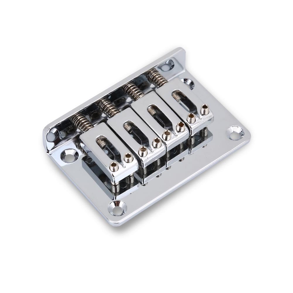 4 String Electric Guitar Bridge - Bnineteenteam Hardtail Metal Fixed Saddle Bridge for Cigar Box Guitar, Bass & Ukulele with Tool Kit | Perfect for DIY Guitar Repair & Upgrades