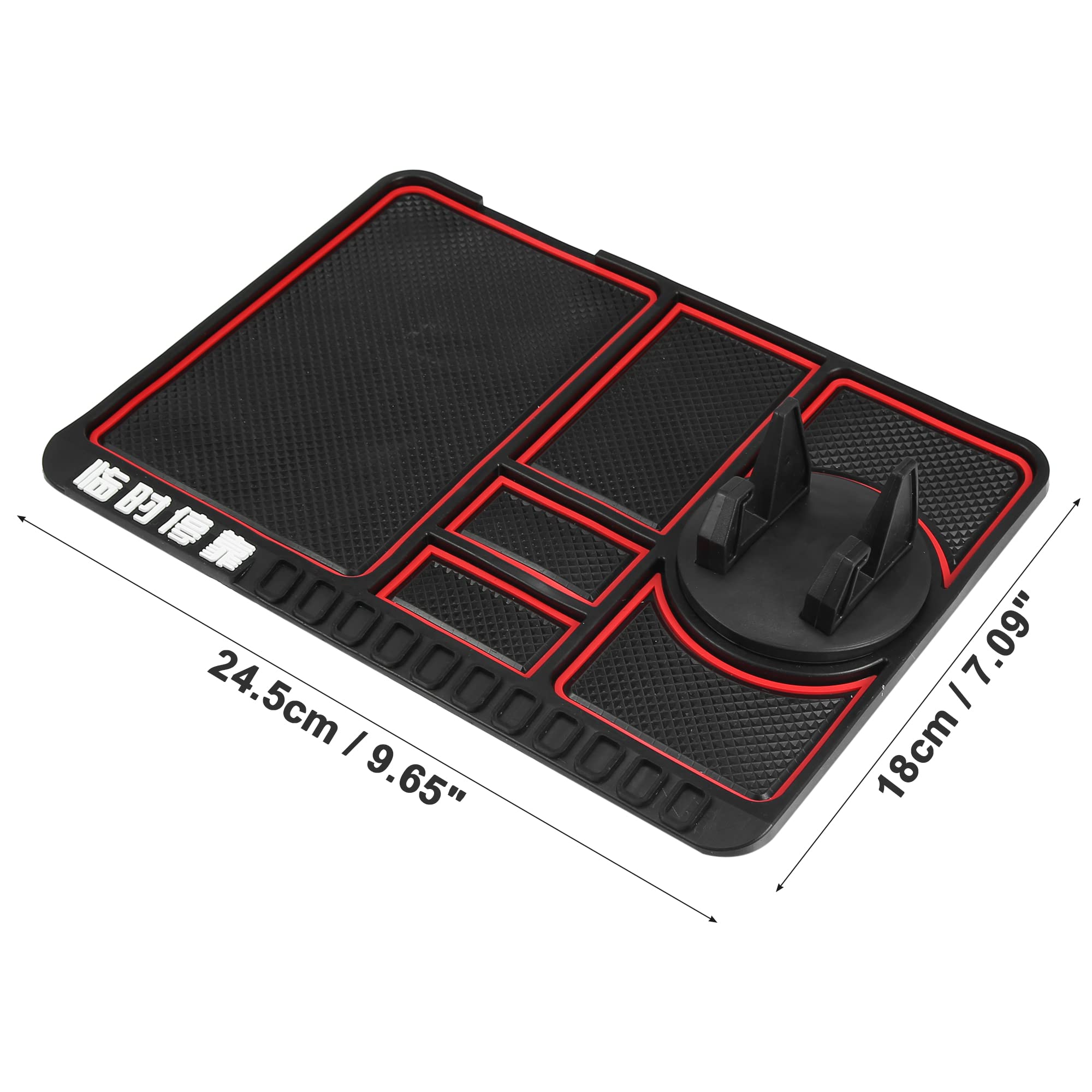 X AUTOHAUX Non-Slip Car Dashboard Mat - Anti-Slip Phone Holder Pad for Keys & Accessories (Red/Black) | Universal Fit for Most Vehicles | Perfect for Road Trips & Daily Commuting