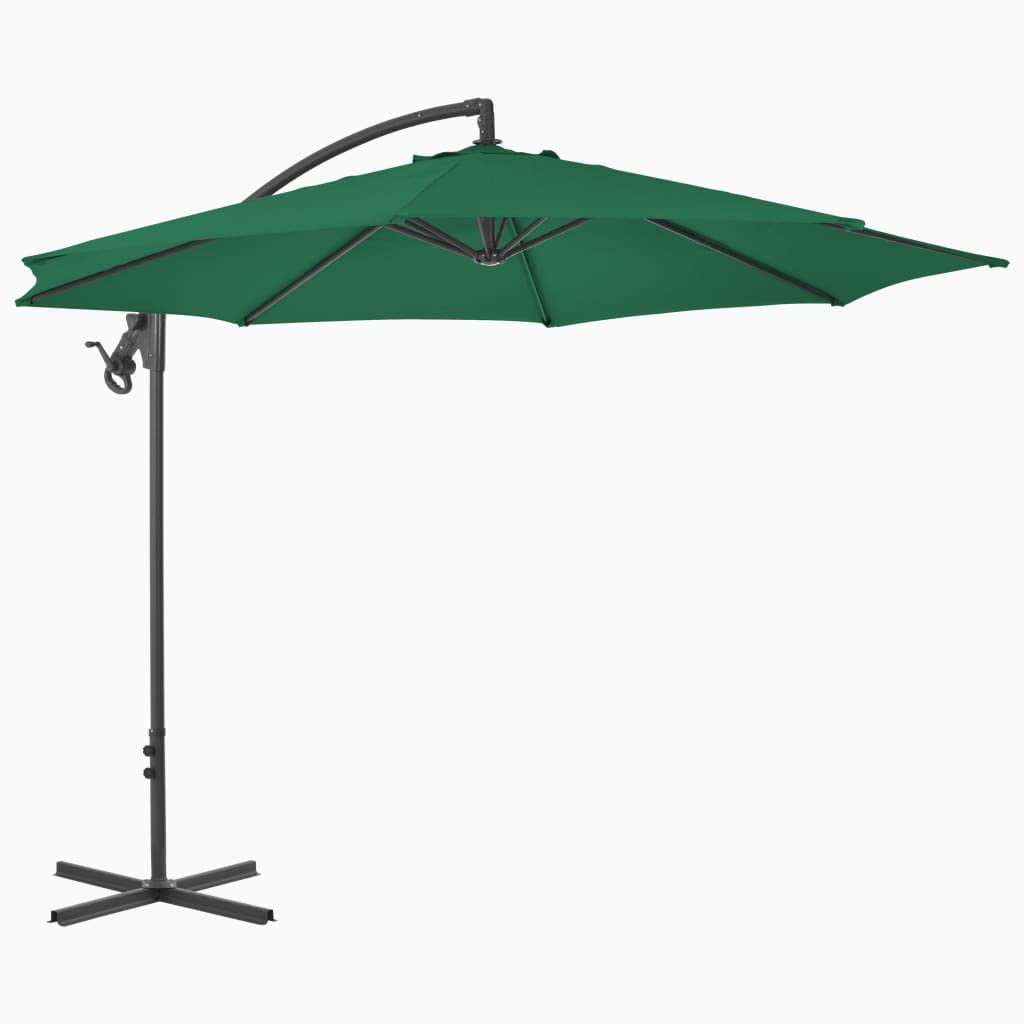 CHARMMA 10ft Cantilever Umbrella with Heavy Duty Steel Pole - 118.1 Inch Outdoor Patio Umbrella in Green (13.2kg) for Garden, Poolside & Backyard Shade