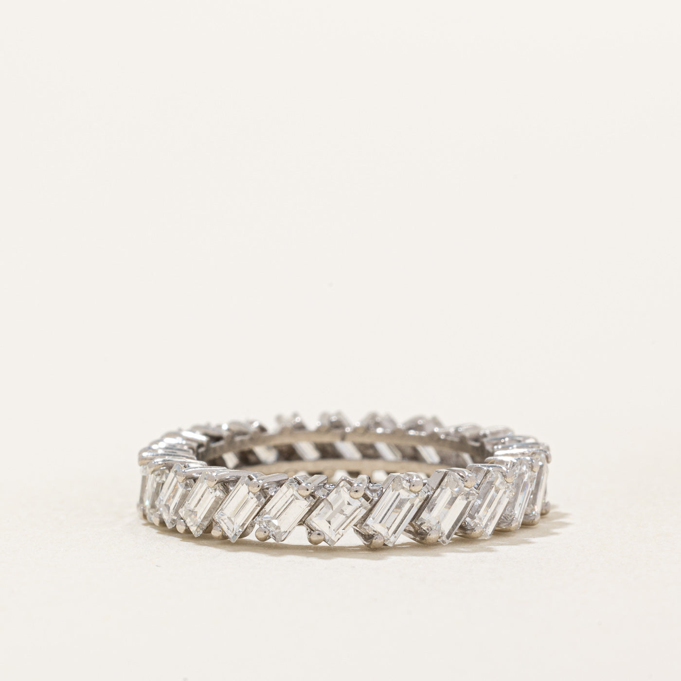 2.50ctw Baguette Cut Diamond Eternity Ring in 14K White Gold - SI1/2 I/J Clarity - Size 6.25 - Perfect for Anniversary Gifts, Wedding Bands & Special Occasions