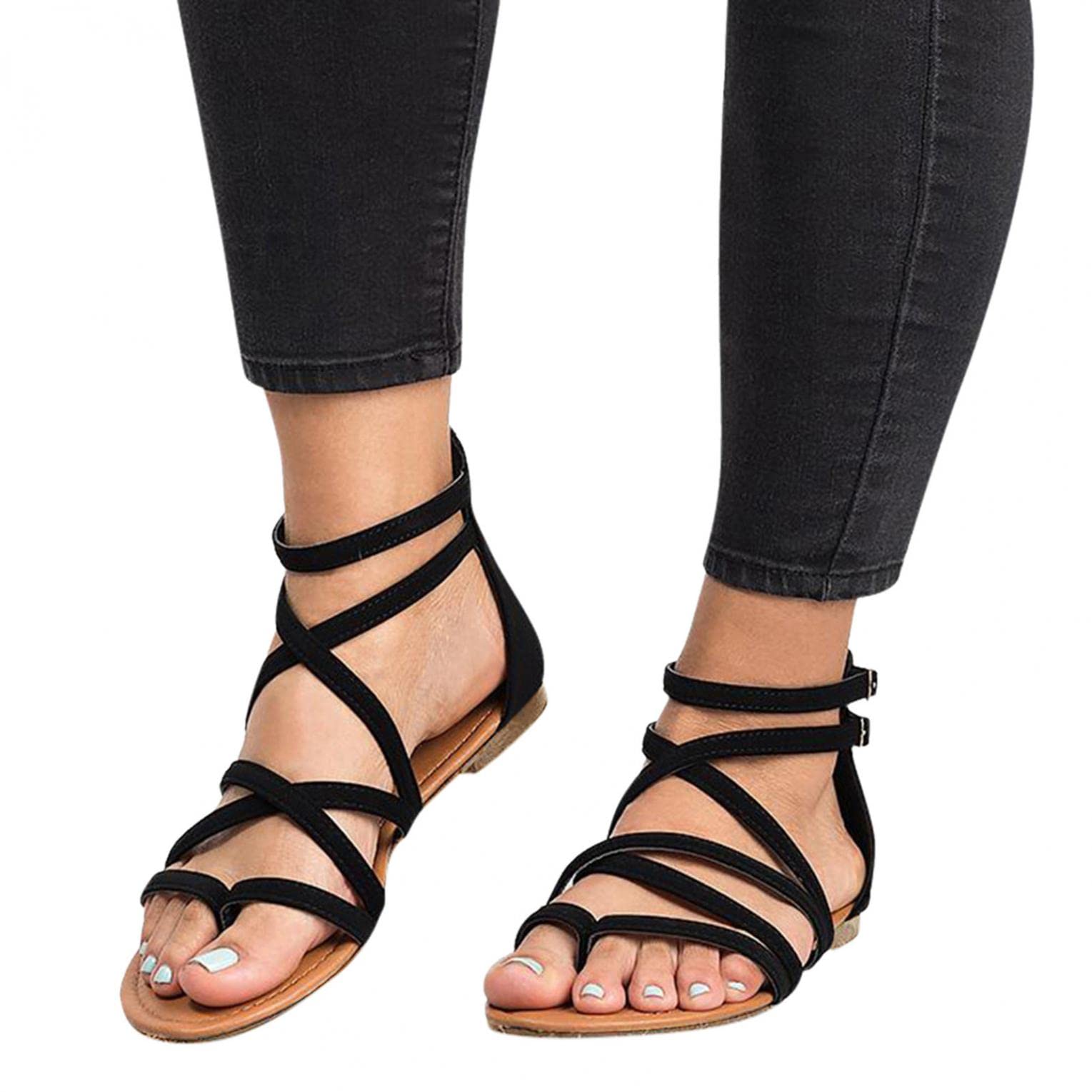 Women's Dressy Gladiator Sandals - Summer Beach Roman Shoes for Outfits