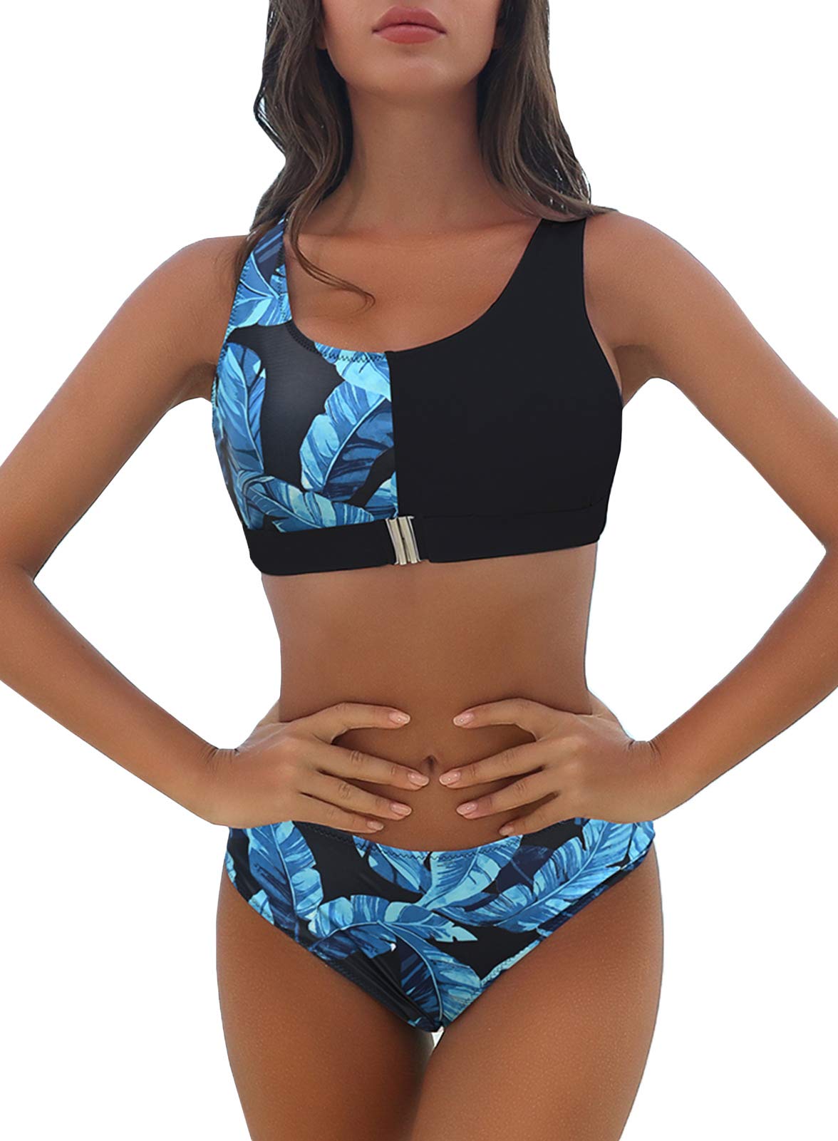 **Leopard Print High Waist Bikini Set for Women - Adjustable Buckle Front Two Piece Swimsuit | Beach, Pool & Vacation Wear**