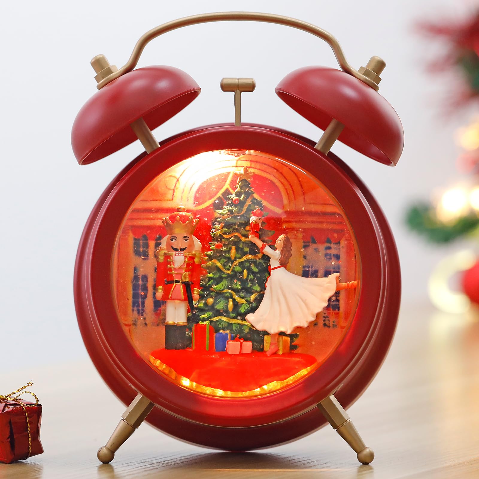 Lighted Christmas Snow Globe Lantern with 6H Timer & Music - USB/Battery Powered Nutcracker Holiday Decor for Home, Office, and Indoor Christmas Decorations - Perfect for Mantel, Tabletop, and Holiday Party Centerpieces