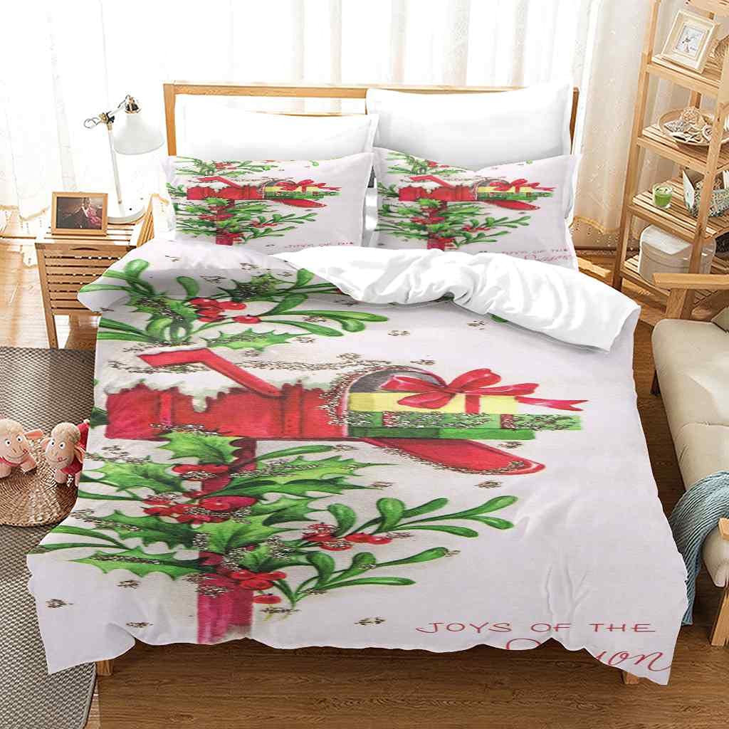 **IOCXSO Queen Duvet Cover Set 90x90 Inches - Modern Red Christmas Train Design, Soft Microfiber Bedding Set with Zipper Closure & Corner Ties, Includes 2 Pillow Shams - Perfect for Holiday Decor & Cozy Winter Nights**