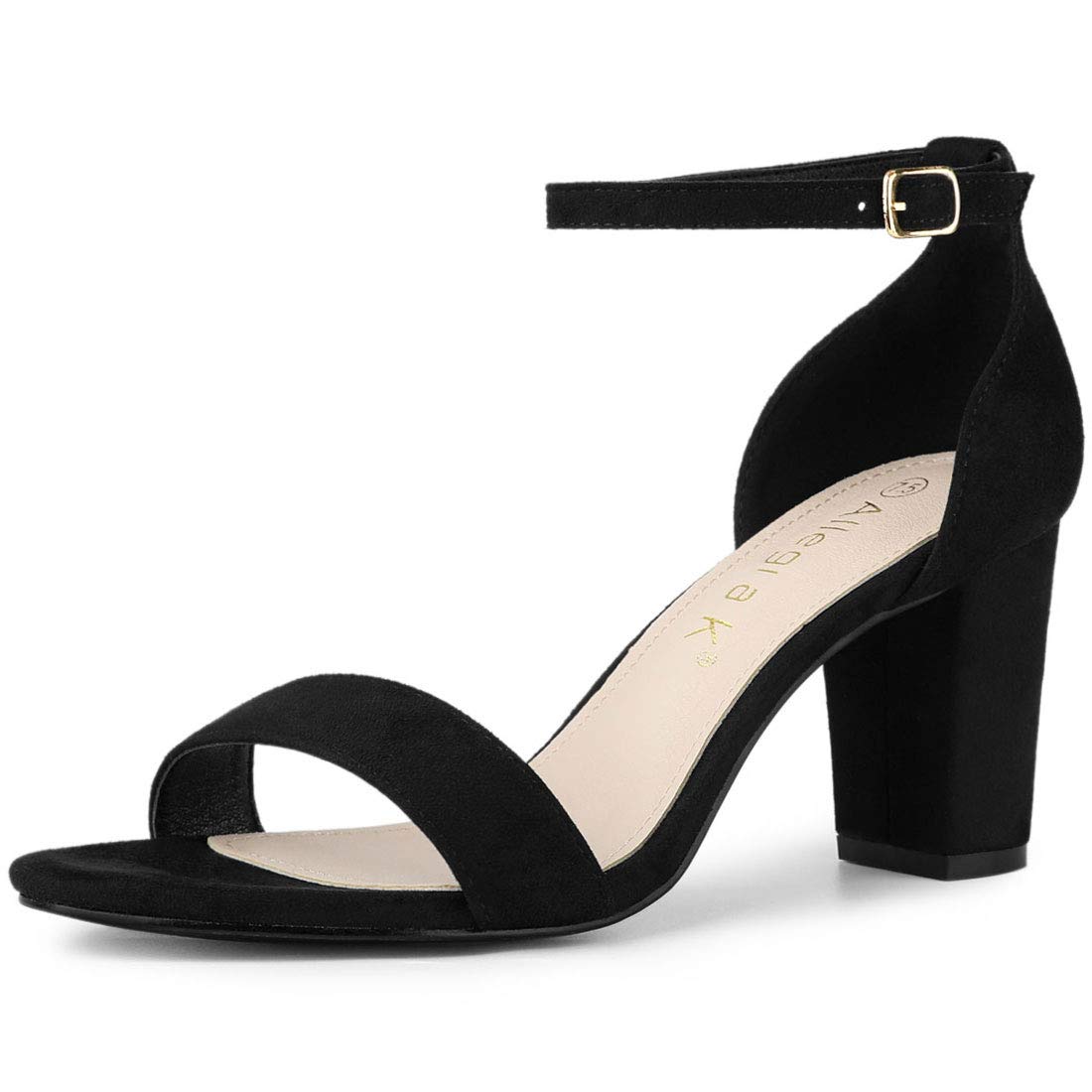 Allegra K Women's Chunky Heel Ankle Strap Sandals - Comfortable High Heels for Party, Wedding & Evening Events