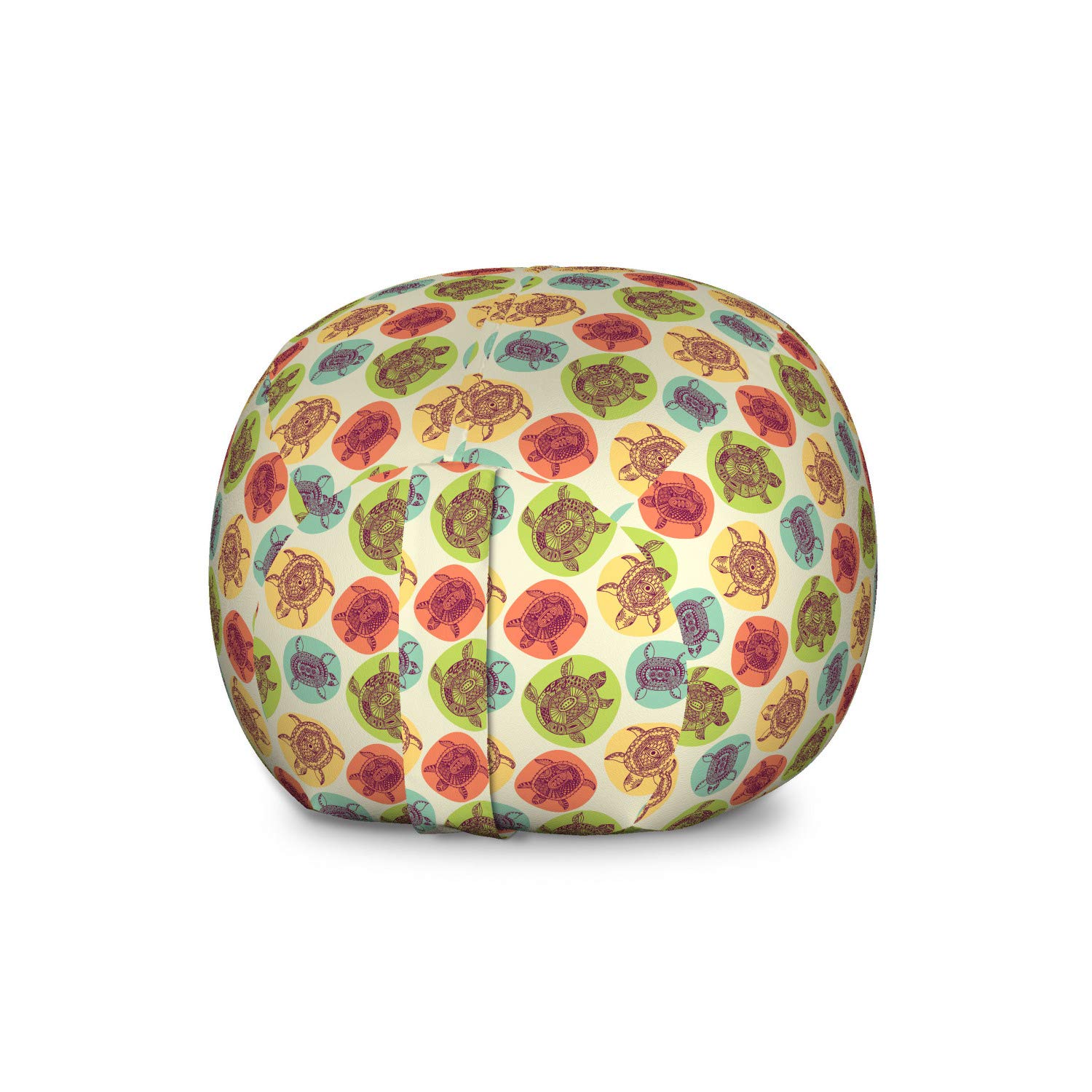 Ambesonne Turtle Pattern Storage Toy Bag Chair - Large Washable Stuffed Animal Organizer with Aquatic Tortoise Design on Pastel Colors | Kids Room Decor, Playroom Storage, Nursery Organization