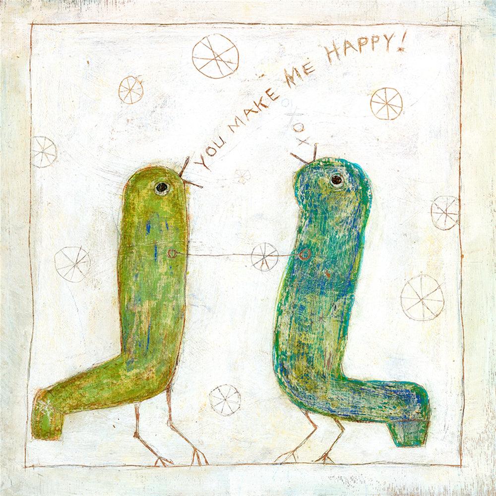 Happy Birds Art Print - Vibrant Wall Decor for Living Room, Bedroom & Office - Perfect Gift for Bird Lovers & Home Decor
