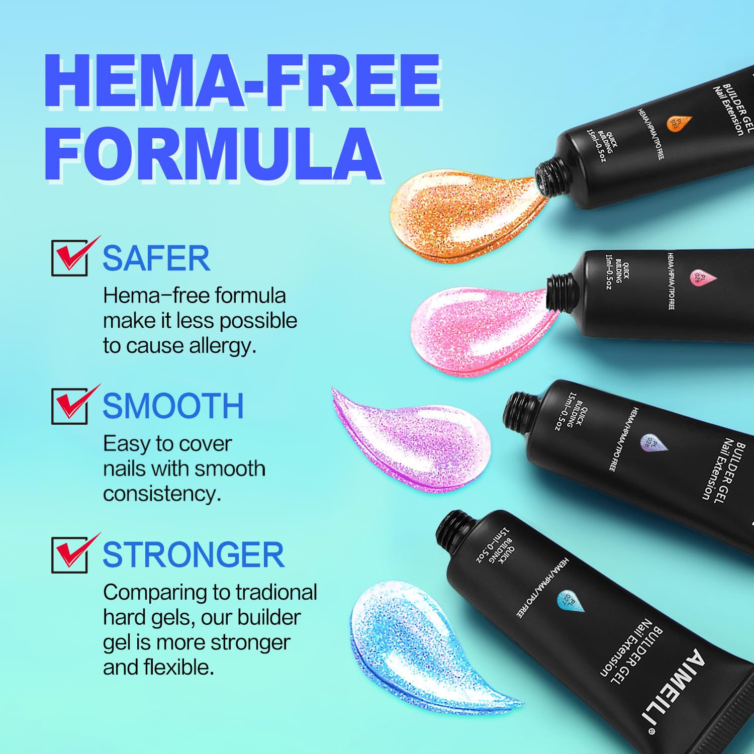 AIMEILI HEMA-Free Poly Nail Extension Gel - Orange Glitter Builder Gel for Nail Art & DIY Salon Enhancements | At-Home Manicure Kit, Perfect Gift for Women (Color 030) | Great for Parties, Weddings & Special Occasions