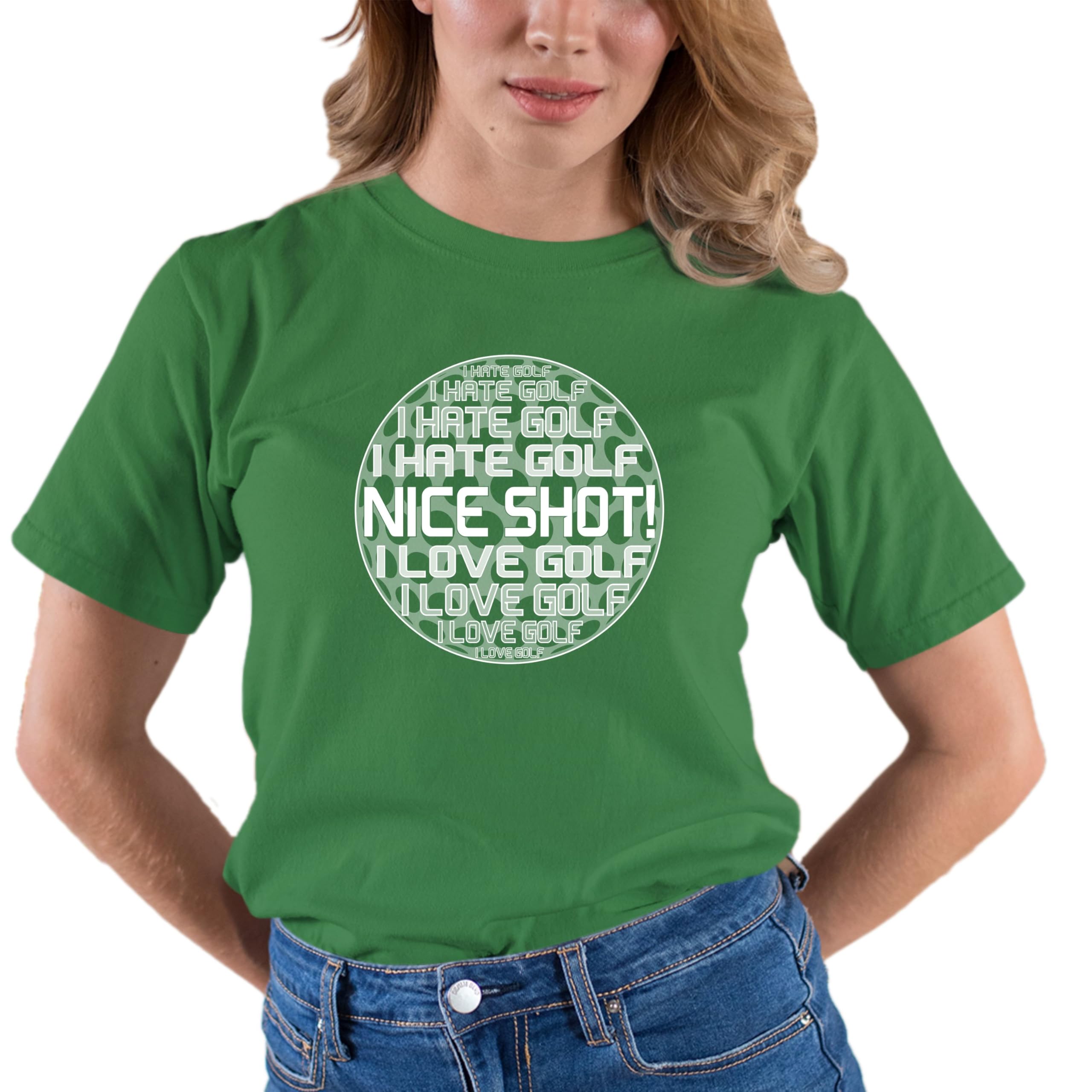 Funny Golf T-Shirt for Men & Women - 'I Hate Golf Nice Shot I Love Golf' Humorous Design - Perfect for Golf Lovers, Tournaments & Casual Wear