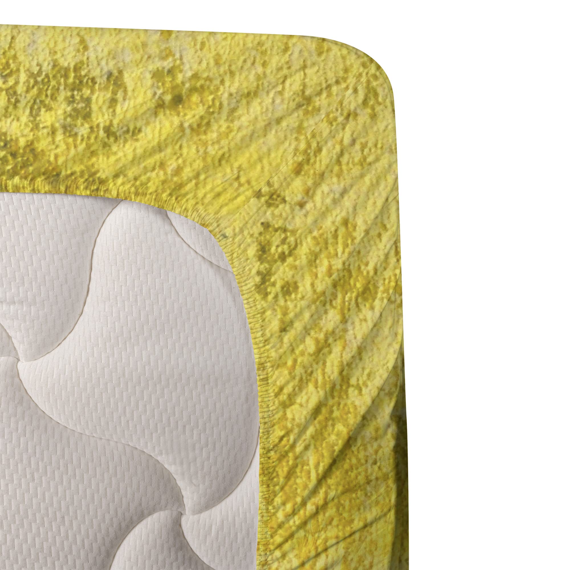 Ambesonne Grey and Yellow 4-Piece King Sheet Set - Abstract Grunge Style Brushstrokes Painting Contemporary Design, Fitted & Flat Sheets with Pillowcases | Modern Bedroom Decor for Guest Rooms, Master Suites & Dorm Essentials