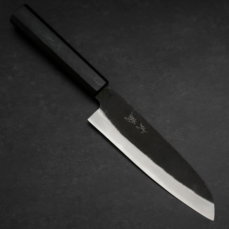 Premium Santoku Knife - Blue Steel #2 Kurouchi Finish with Dark Blue Urushi Handle - 165mm Japanese Chef Knife for Slicing, Dicing & Chopping - Perfect for Home Cooks & Professional Chefs