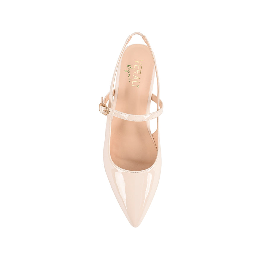 Hiatus Sling Back Flats - Bone White Patent Leather Shoes for Women | Comfortable & Stylish for Work, Date Night & Casual Outings
