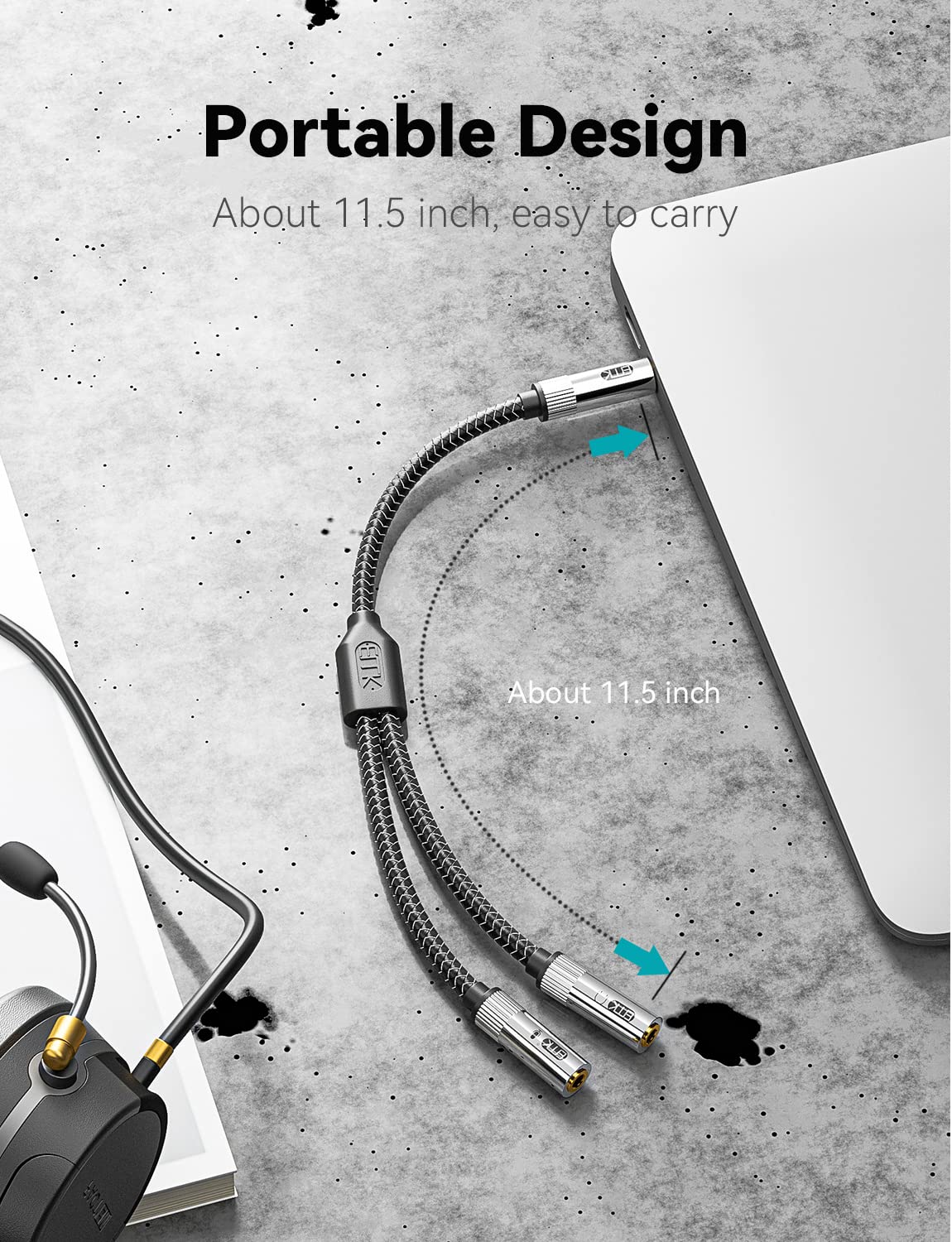 EMK 3.5mm Audio Headphone Splitter - Stereo Male to Dual Female Y Adapter Cable for Gaming Headsets, Compatible with Xbox One, PS4, PS5, PC, Laptop, Tablet & Smartphone - Perfect for Multiplayer Gaming, Music Sharing & Conference Calls