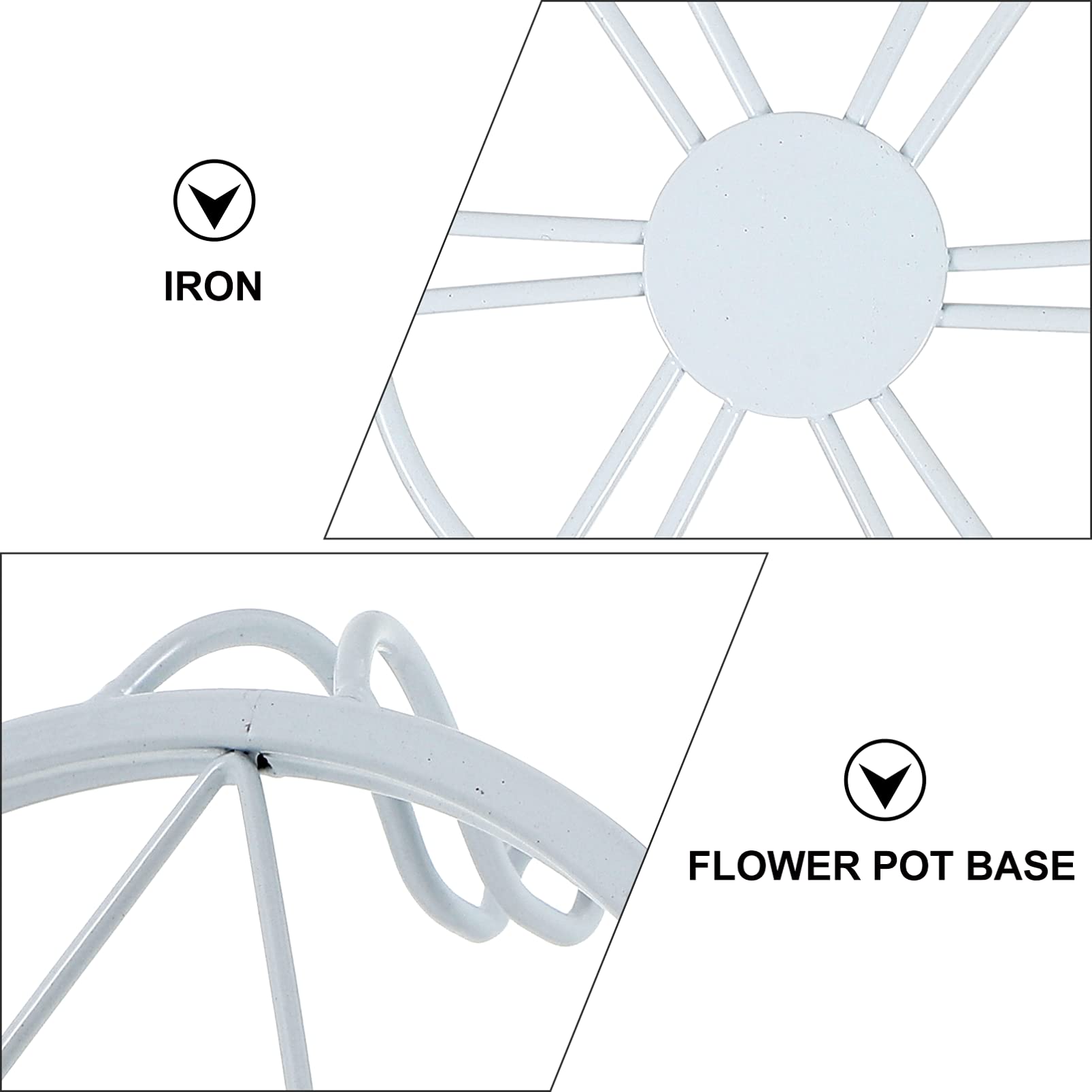 Happyyami 1Pc Wrought Iron Dwarf Shelf Plant Stand - European Style White Metal Flower Pot Holder & Vase Stand - Perfect for Indoor/Outdoor Garden Decor, Balcony, Patio, and Home Plant Display