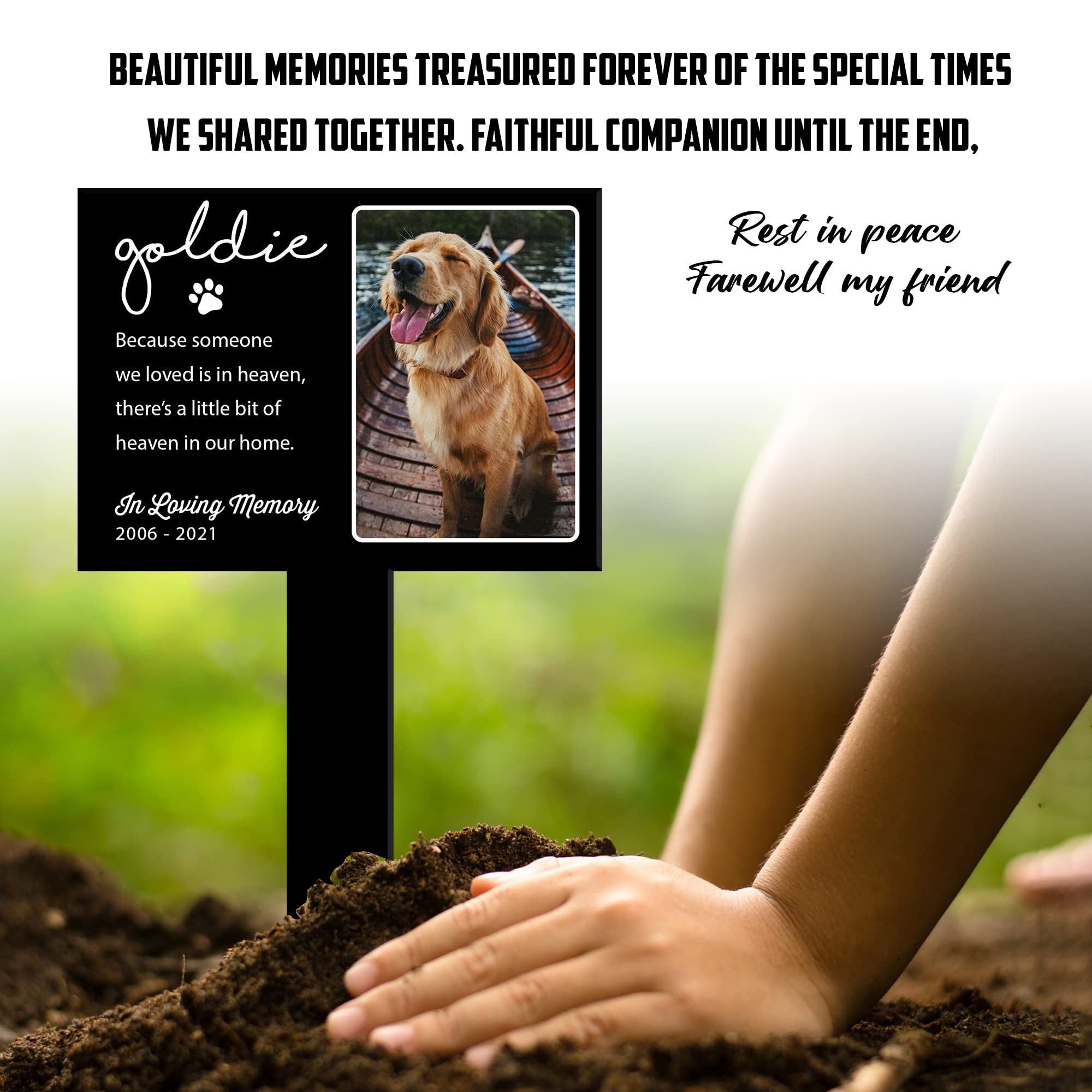 Personalized Dog Memorial Plaque - Garden Pet Grave Marker with Photo & Quote for Pet Loss Gifts