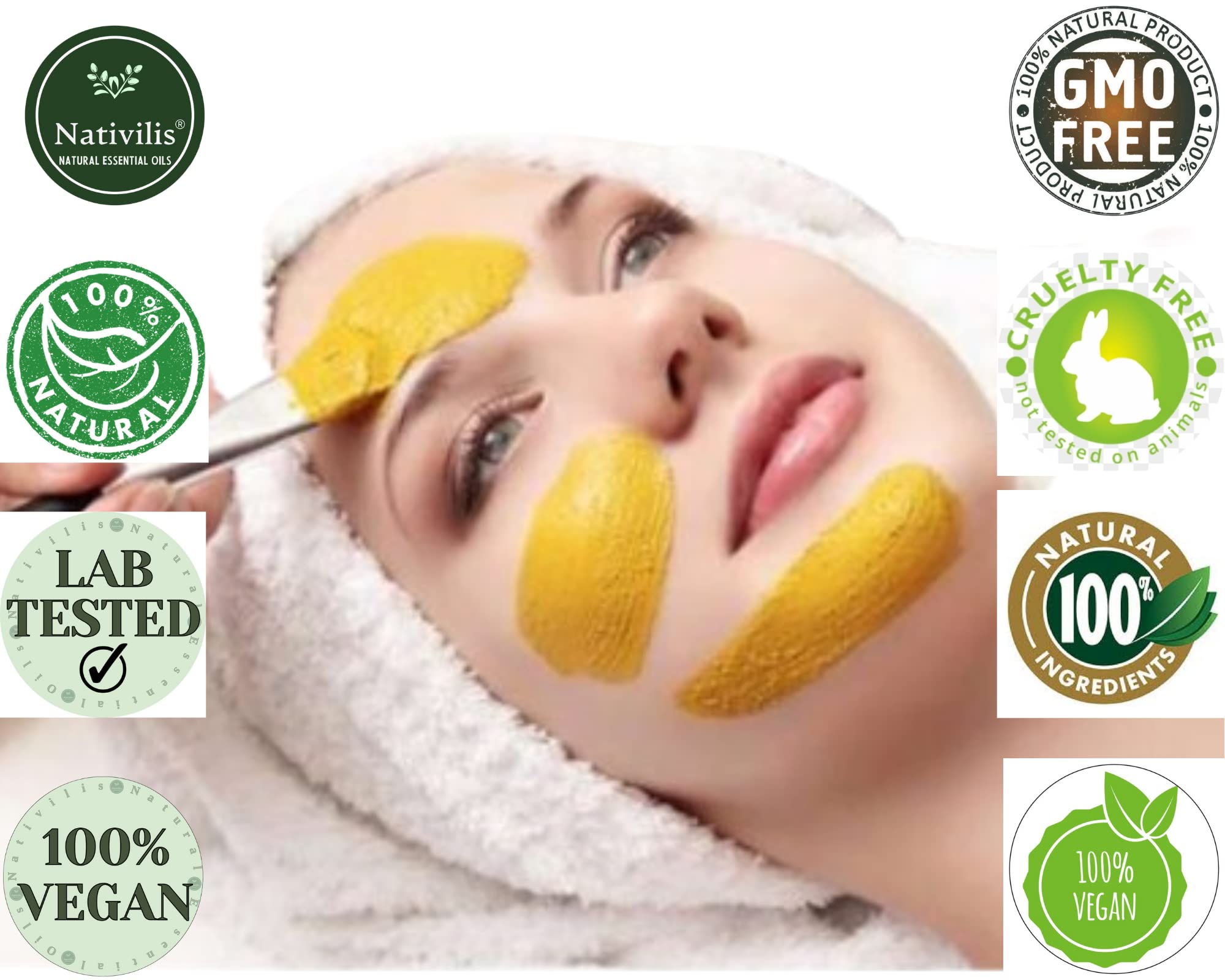 Nativilis Amazonian Yellow Clay Kaolin Powder - Natural Facial & Body Mask for Sensitive & Dry Skin - Oil Absorbing, Collagen Boosting, Skin Remineralizing with Copaiba Benefits - Perfect for Spa Days & At-Home Skincare Routines