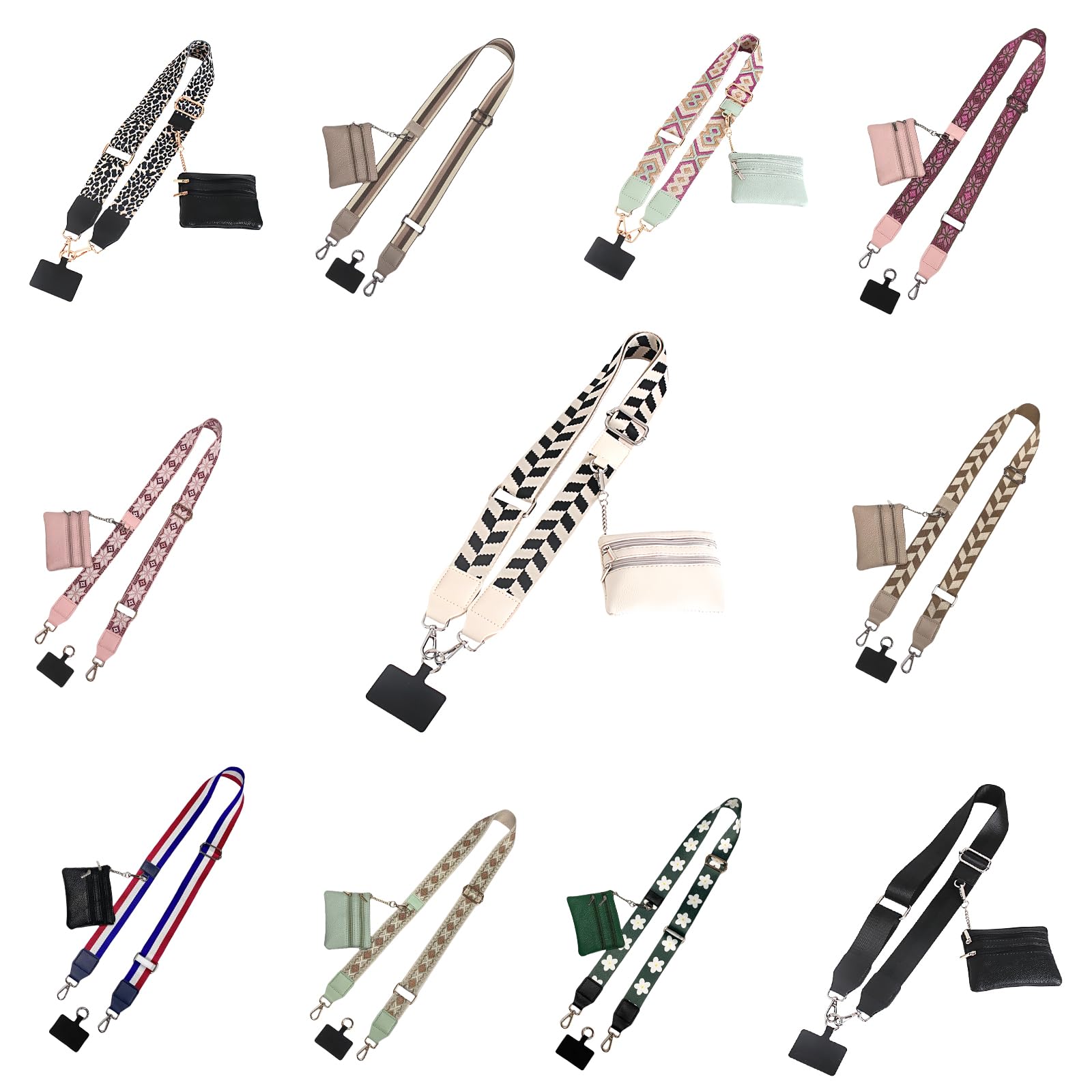 Adjustable Crossbody Phone Strap with Zipper Wallet Pouch - Clip and Go Phone Lanyard for Hands-Free Convenience (White) | Perfect for Travel, Shopping, and Everyday Use