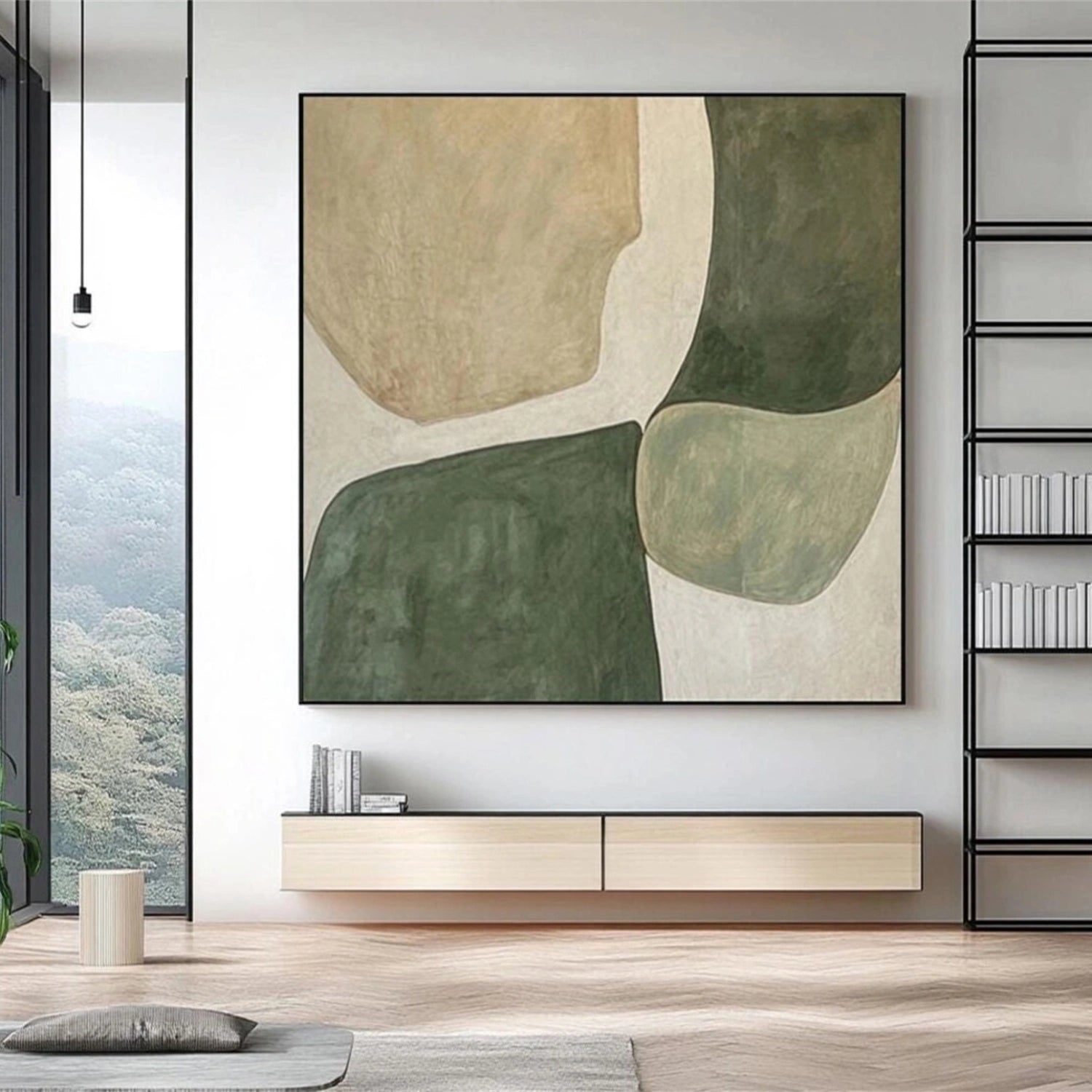 Blue & Green Abstract Wall Art Canvas Print #BG091 - Modern Home Decor for Living Room, Bedroom & Office