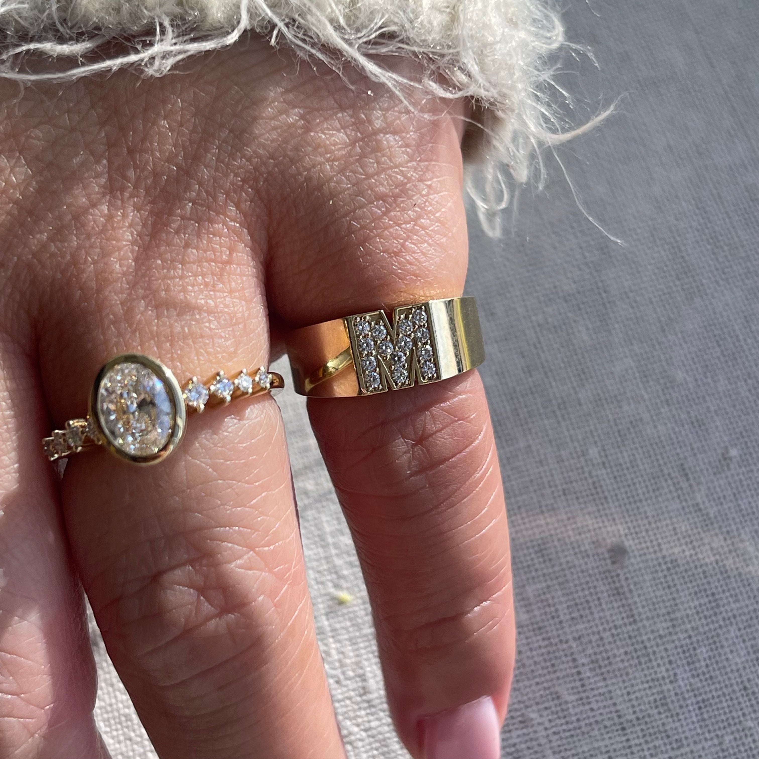 Pave Letter M Ring - Sterling Silver Initial Ring for Women, Dainty Alphabet Jewelry Gift for Her - Perfect for Birthdays, Anniversaries & Everyday Wear