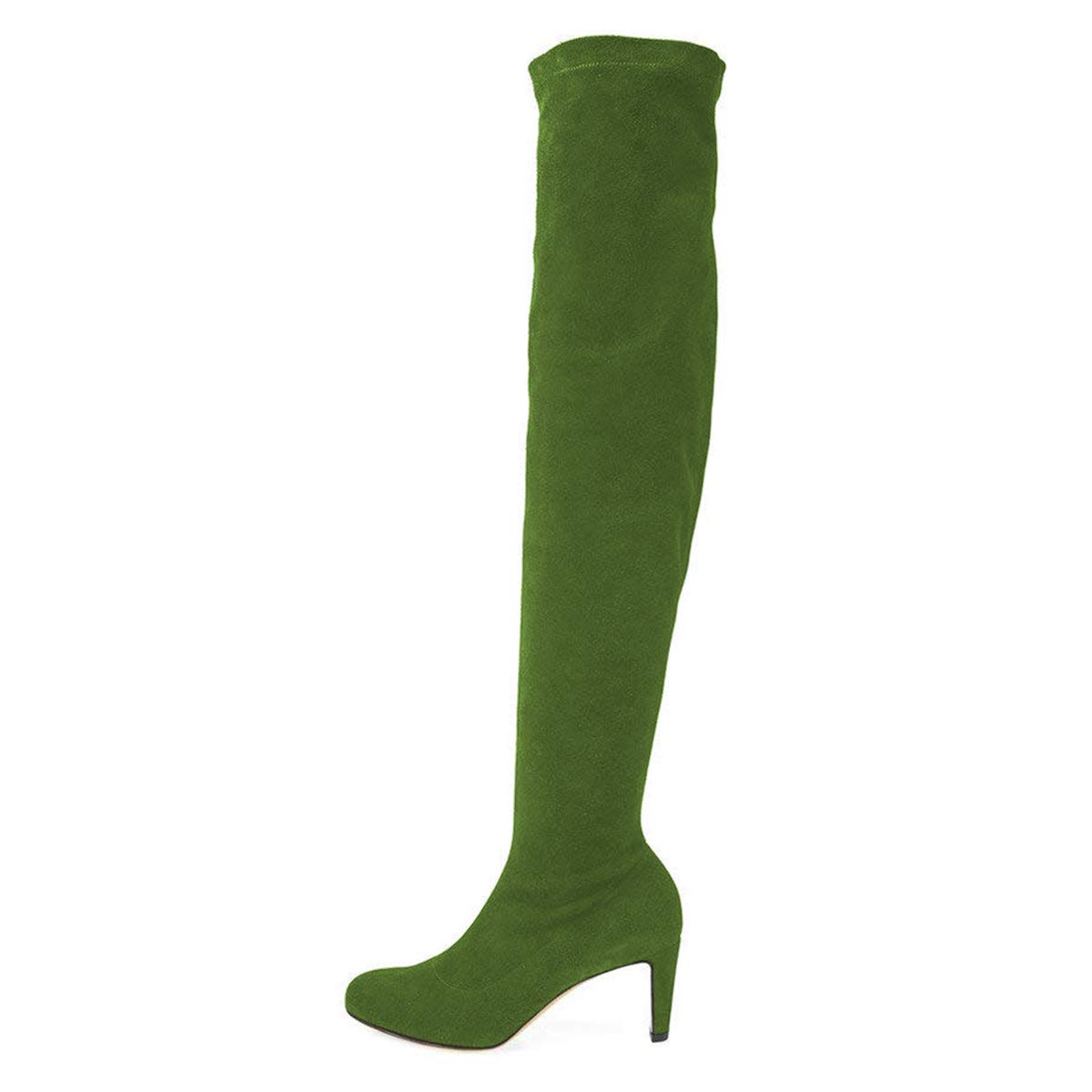 YDN Women's Fashion Thigh High Boots - Round Toe Chunky Heel Over The Knee Boots with Side Zip & Pull On Design | Perfect for Winter, Party, Date Night & Office Wear