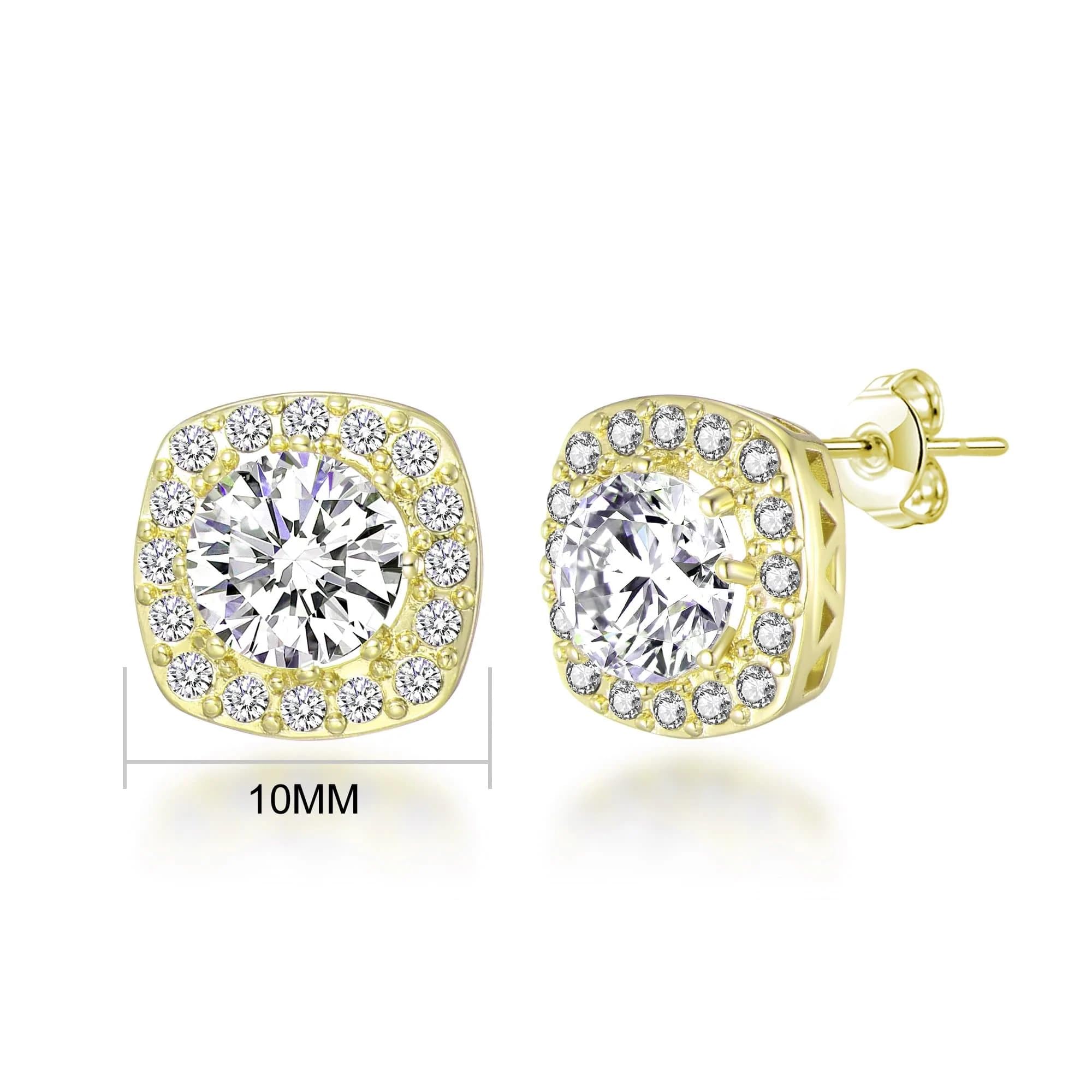 Philip Jones Gold Halo Earrings with Zirconia for Party & Wedding