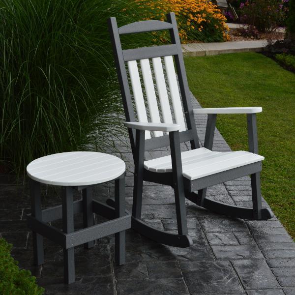 Classic Poly Porch Rocking Chair with White Accents - Perfect for Outdoor Relaxation, Patio, Garden & Front Porch Decor