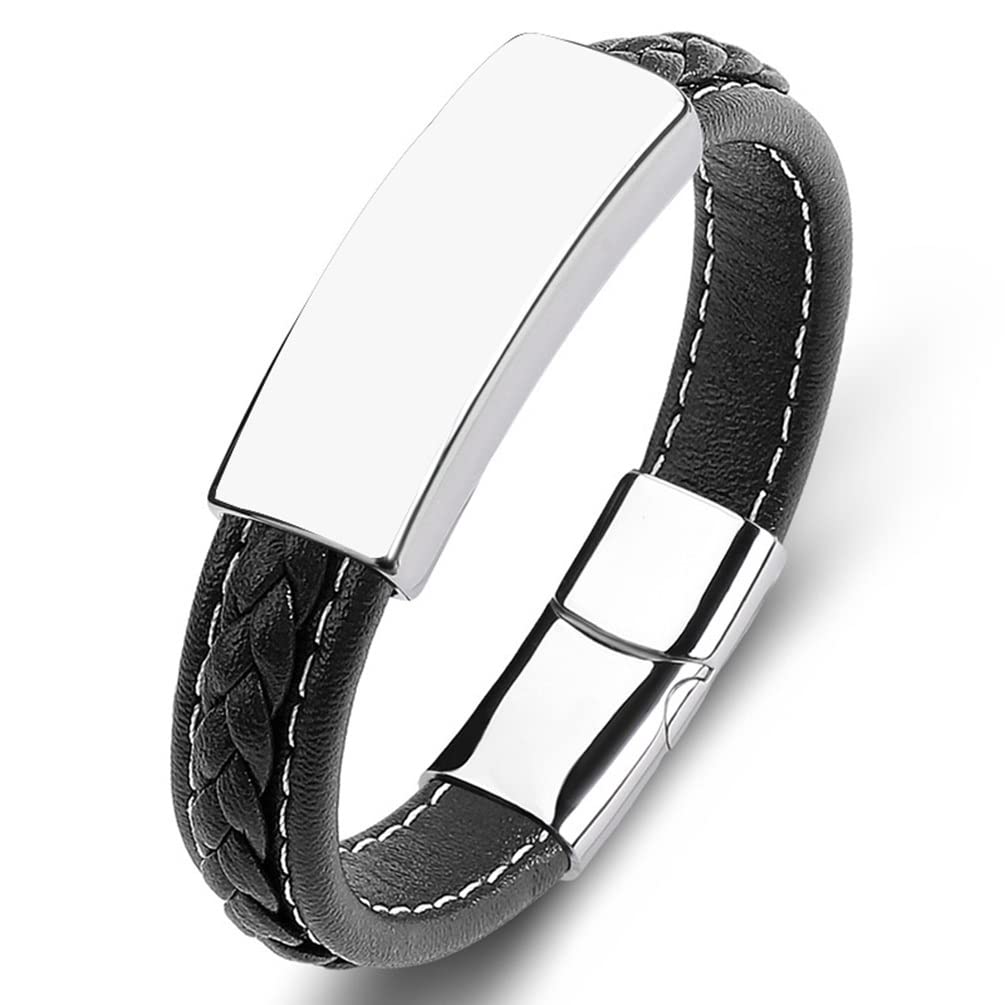 SHNIAN SHNIAN Personalized Bible Verse Bracelets for Men & Women - Stainless Steel Braided with Genuine Leather - Christian Wristbands & Inspirational Gifts (7.87