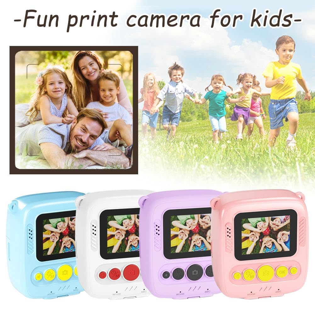 Instant Print Camera for Kids - Portable Digital Camera with Instant Photos, Fun Toddler Toy for Boys & Girls (Purple) - Perfect Birthday Gifts for Children - Capture Travel, Family Moments & School Events - Great for Parties, Vacations & Everyday Adventures