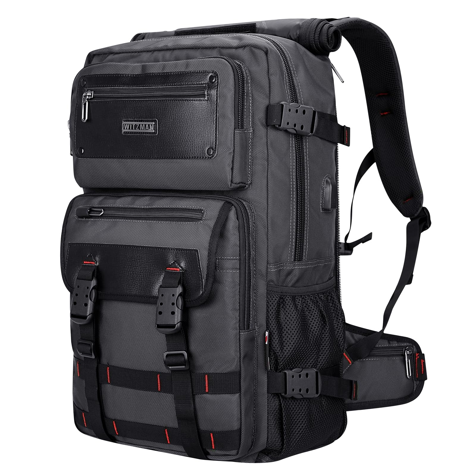 WITZMAN Men's Carry On Travel Backpack - Airline Approved Duffle Bag with 17 Inch Laptop Compartment (B685 Silvery Grey) - Perfect for Business Trips, Weekend Getaways & Air Travel