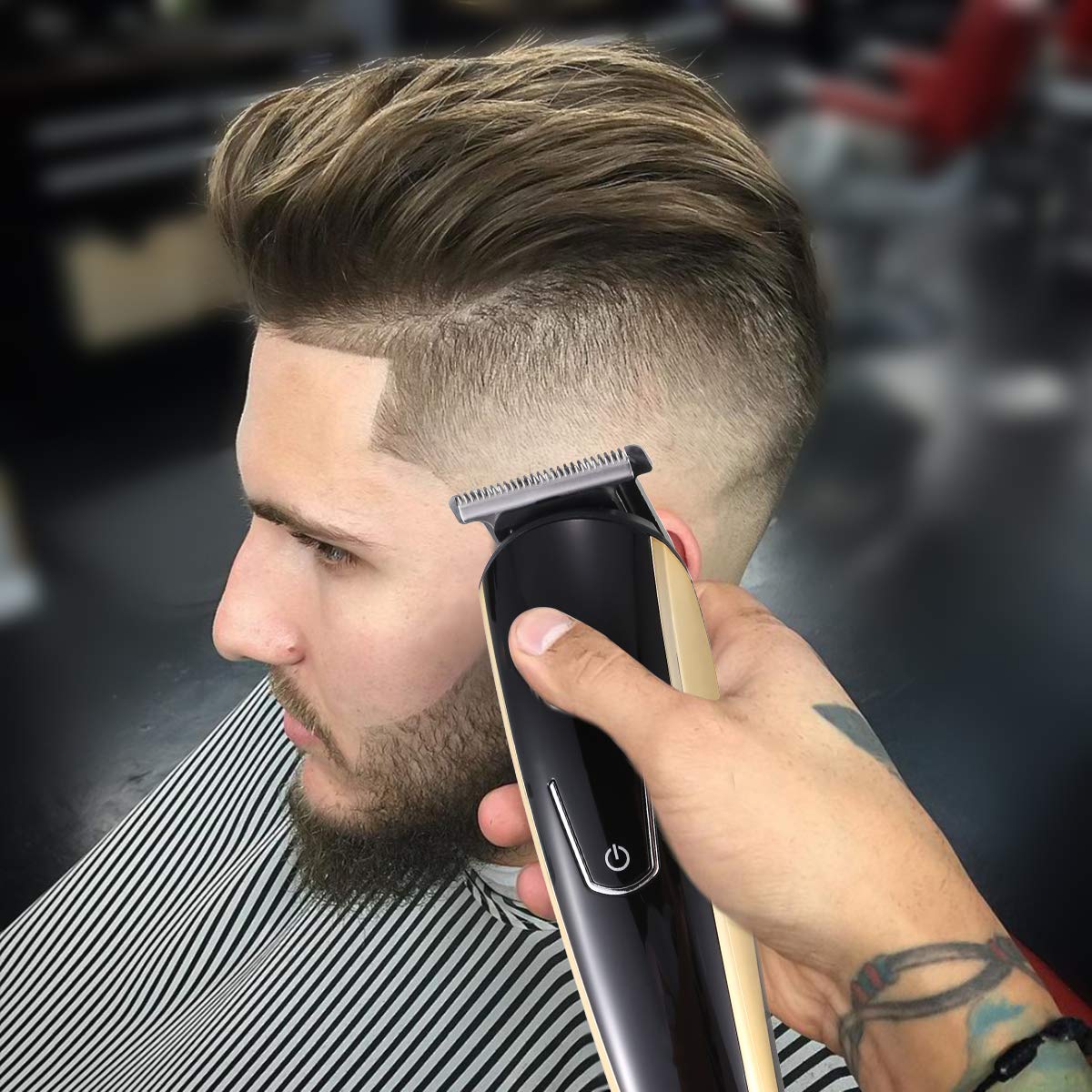 Professional 5-in-1 Electric Hair Clipper for Men - USB Rechargeable Beard Trimmer, Nose Hair Trimmer & Shaver Kit with Storage Base | Perfect for Home Grooming, Travel & Barber Use