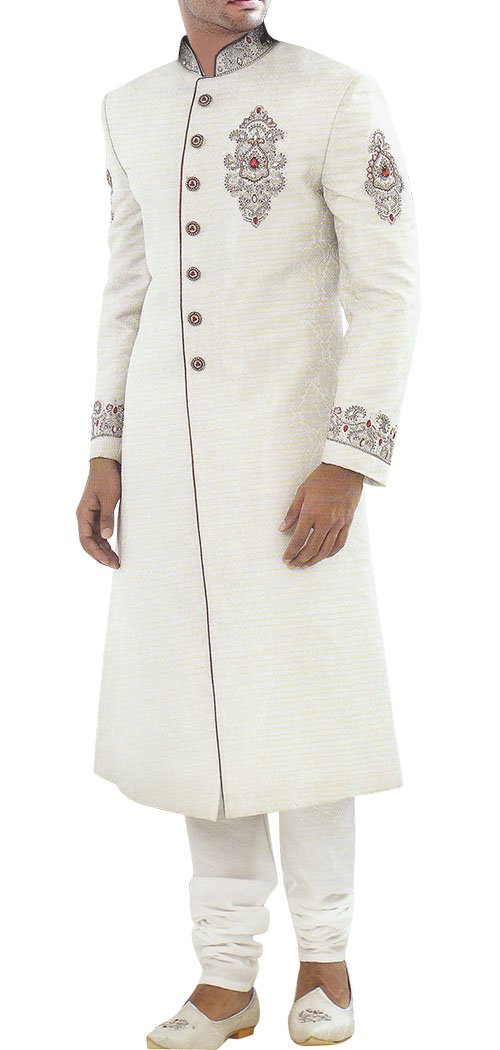 INMONARCH White Groom Sherwani for Men | Elegant Wedding Attire | Indian Traditional Outfit for Groom, Groomsmen & Special Occasions