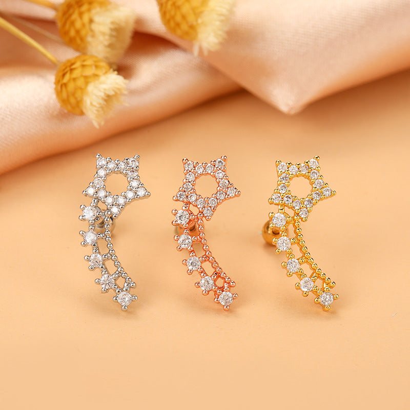 20G Shooting Star Cartilage Barbell Stud Earring - Surgical Steel Body Jewelry for Tragus, Helix & Rook Piercings | Perfect for Everyday Wear & Night Out Accessories | HSPJ1948