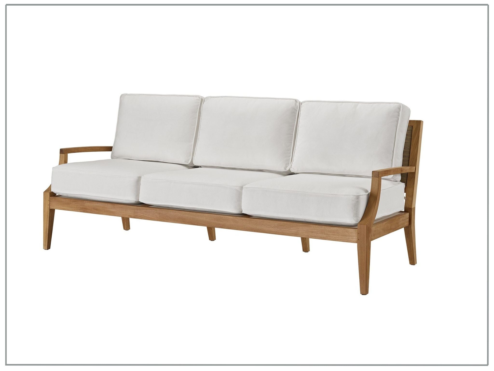 Universal Furniture Coastal Living Outdoor Chesapeake Sofa with Natural Teak Finish - Waterproof Patio Furniture for Beach House, Poolside & Garden Relaxation