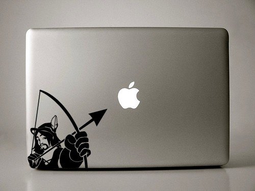 Robin Hood Archery Decal - Black Vinyl Sticker for 13 Inch Laptop - Perfect for Archery Fans, Laptop Decoration & Themed Gifts