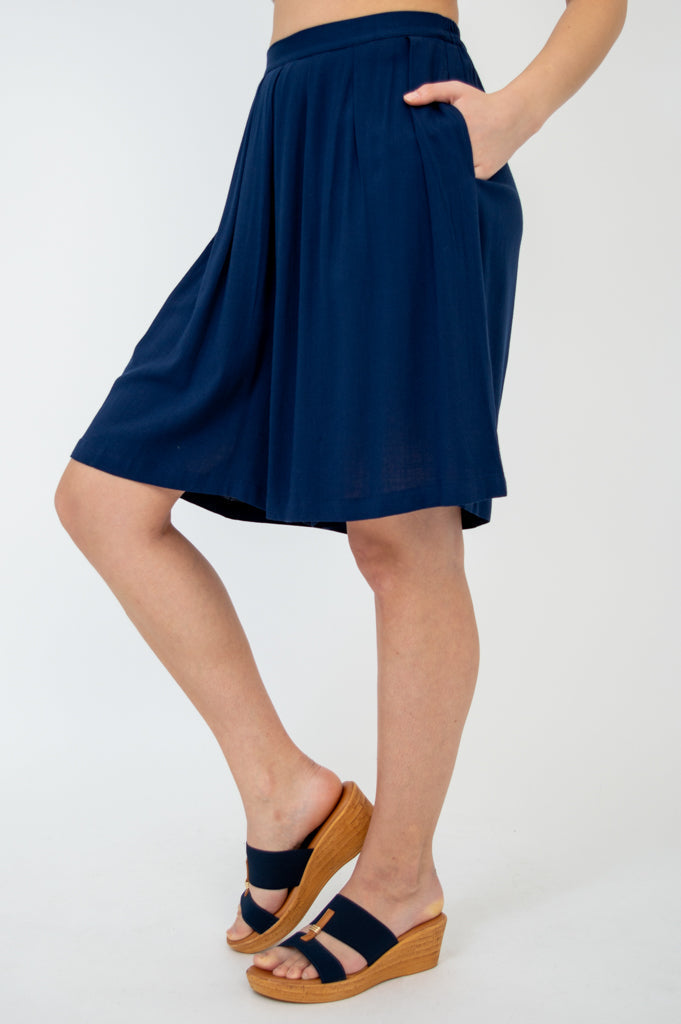 Betty Women's Linen Bamboo Shorts - Soft & Breathable Casual Summer Shorts in Indigo Blue | Perfect for Beach, Vacation & Everyday Wear