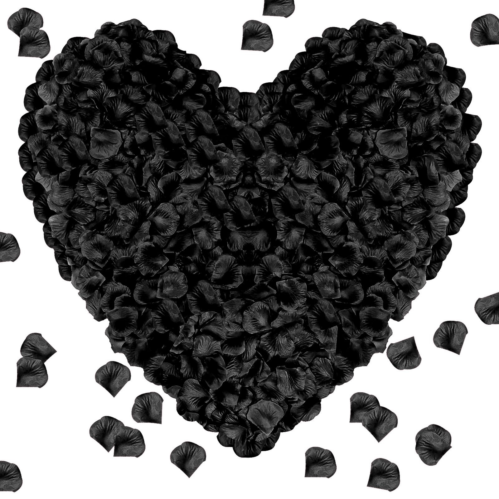 1000Pieces Artificial Silk Rose Petals - Realistic Fake Flower Petals for Wedding Decor, Romantic Proposal, Anniversary Party & Home Decoration | Perfect for Table Scatter, Aisle Decor & Romantic Night Setup (Black)