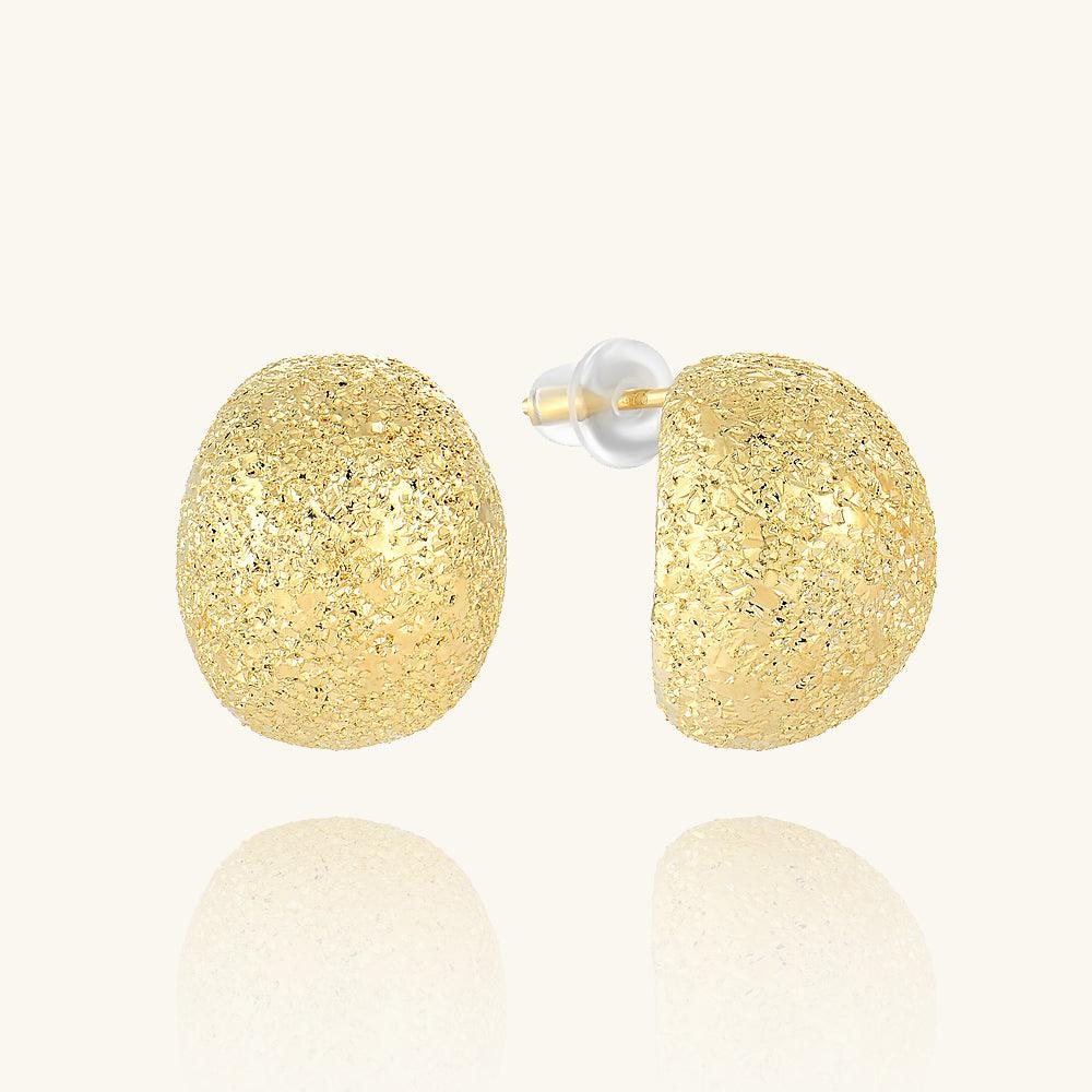 Golden Matte Dome Hoop Earrings for Women - Elegant 14K Gold Plated Dainty Hinged Huggie Earrings for Everyday Wear, Date Night & Special Occasions