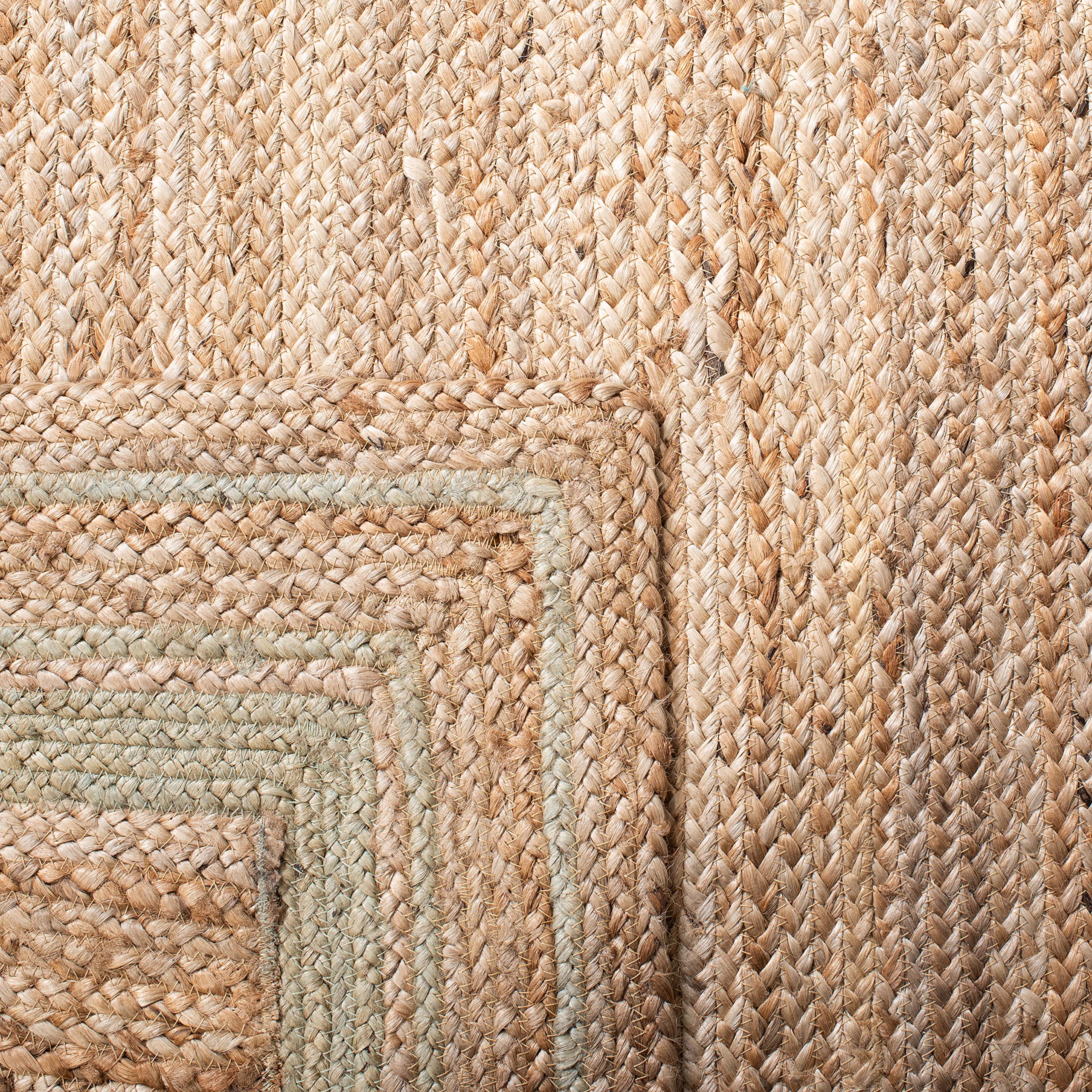 SAFAVIEH Handmade Natural Fiber Jute Area Rug - 6' x 9' Farmhouse Style with Green & Natural Border, Perfect for High Traffic Living Room, Bedroom & Dining Room | Durable & Eco-Friendly Floor Decor for Home & Office (NF109Y)