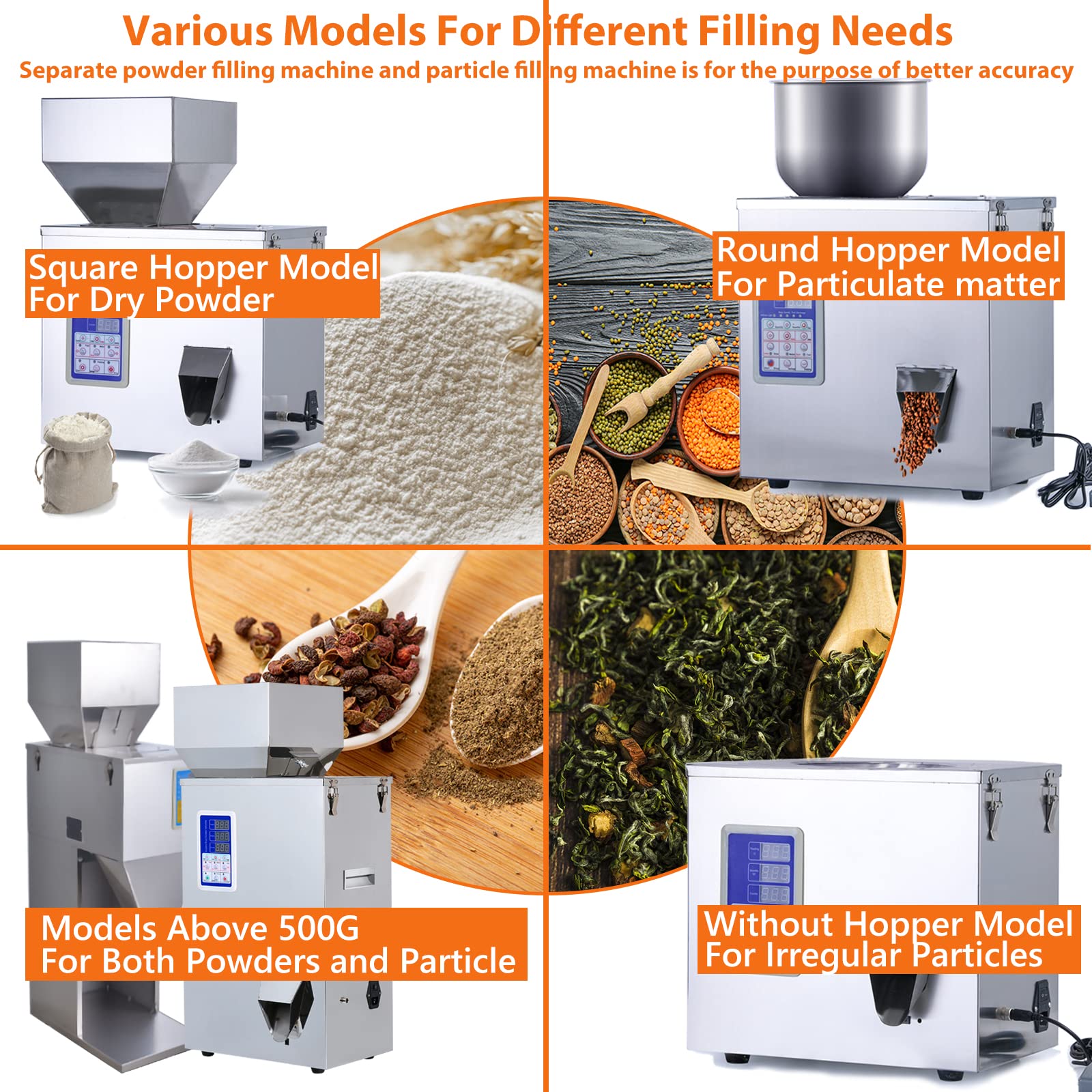 Automatic Powder Filling Machine for Flour, Beans & Glitter | 1-200g Capacity | Particle Dispenser for Food, Cosmetics & Crafts Packaging