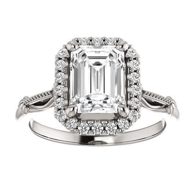 2 CT Emerald Cut Colorless Moissanite Engagement Ring Set for Women - 925 Sterling Silver Wedding Bridal Ring - Promise Ring Set for Her - Perfect for Proposals, Anniversaries & Special Occasions