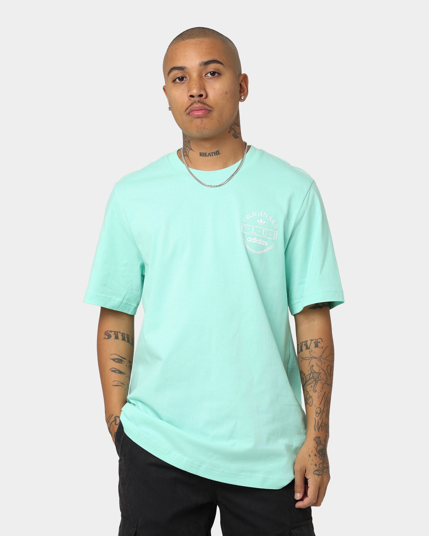 Adidas Club Logo T-Shirt for Men - Easy Green Cotton Casual Tee - Perfect for Gym, Streetwear & Everyday Outfits