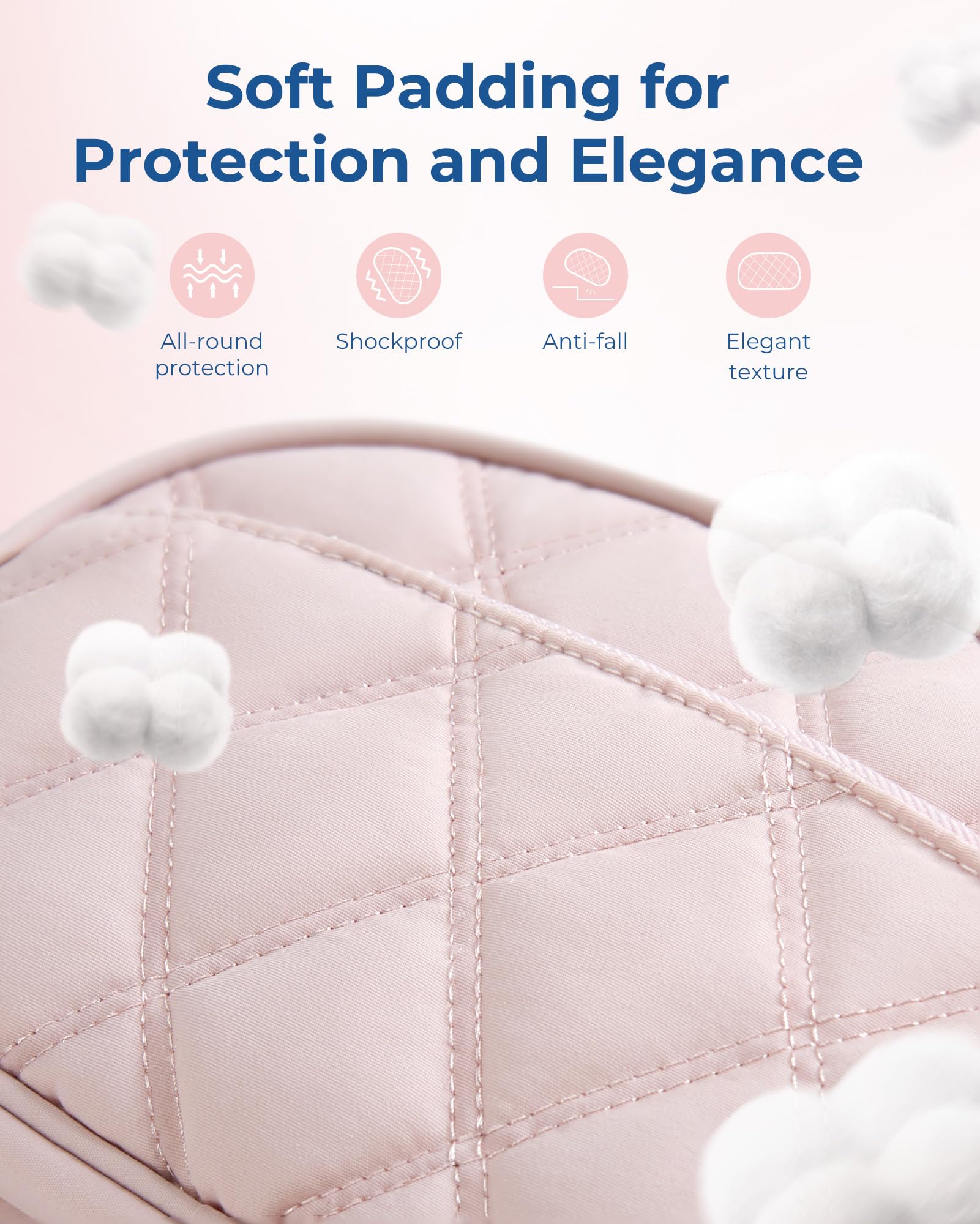 BAGSMART Travel Electronics Organizer - Puffer Cable Organizer Bag for Charger, Phone, Flash Drive (Pink) | Compact Tech Storage Case for Women | Perfect for Business Trips, Vacations & Daily Commute